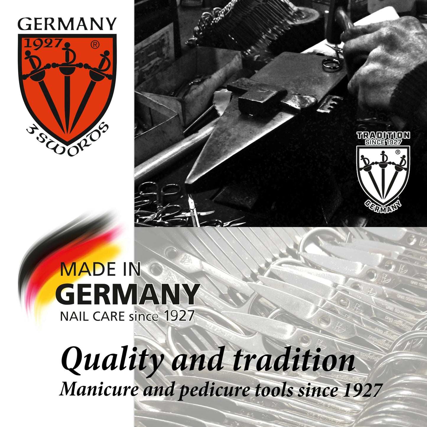 3 Swords Germany - brand quality 11 piece manicure pedicure grooming kit set for professional finger & toe nail care scissors clipper red genuine leather case in gift box, Made in Germany