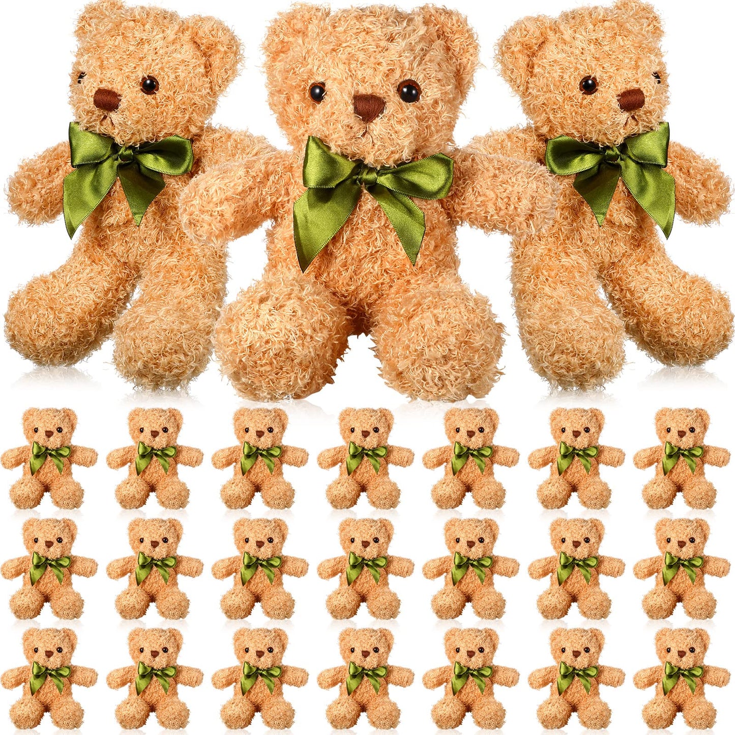 HyDren 24 Pcs Bear Stuffed Animals Bulk Cute Bear Plush Doll for Kids 10 Inch Children's Sleeping and Playing Toy Preschool Animals with Bow for Baby Shower Wedding Mothers Day Birthday Party