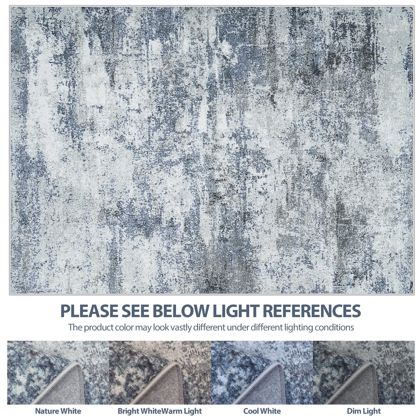 6x9 Area Rugs for Living Room Rug Washable: Abstract Rug for Dining Room Bedroom Carpet Non Slip 6 by 9 Indoor Modern Nursery Home Office Blue Grey