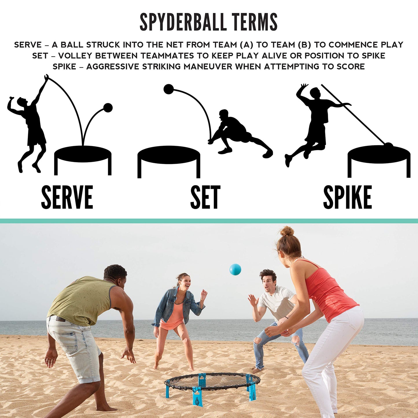 Franklin Sports Spyderball Game Set - Includes 3 Balls, Carrying Case and Rules - Played Outdoors, Indoors, Yard, Lawn, Beach - Durable Tight Net