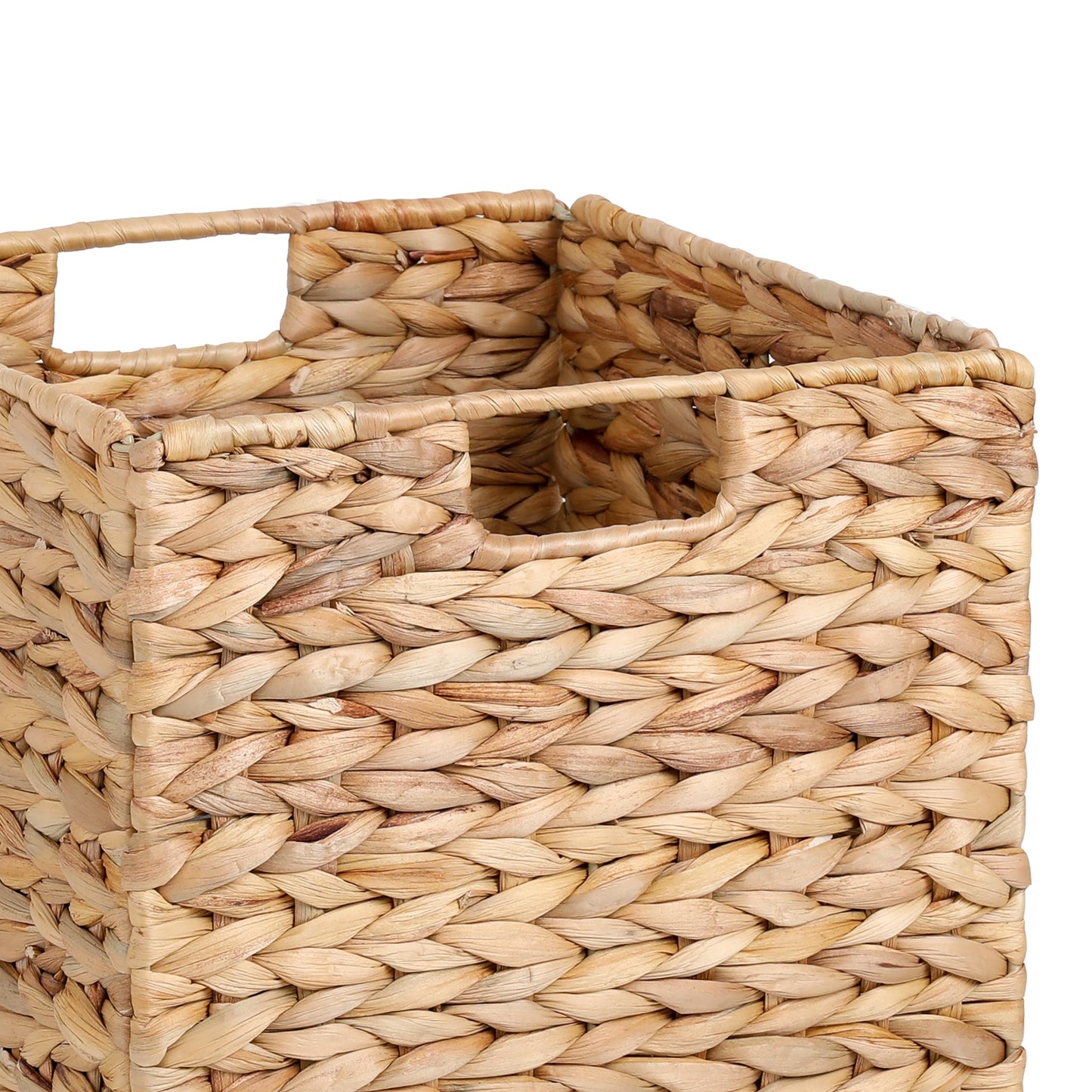 12X12X10in Water Hyacinth Storage Baskets, Wicker Storage Cubes Set of 3, Kitchen Baskets for Pantry Organization, Foldable Square Baskets for Shelves