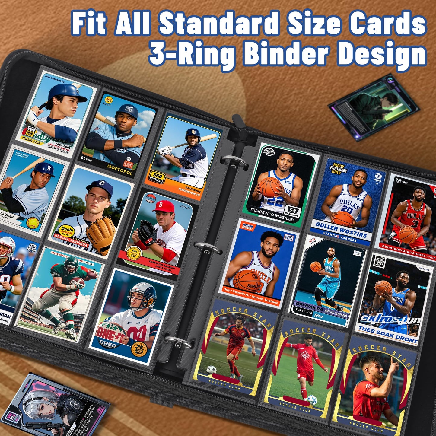 3600 Pockets Trading Card Binder Sleeves, Baseball Card Sleeves Fit for Standard Size Sport Cards, Baseball Card Holder for 3 Ring Binder
