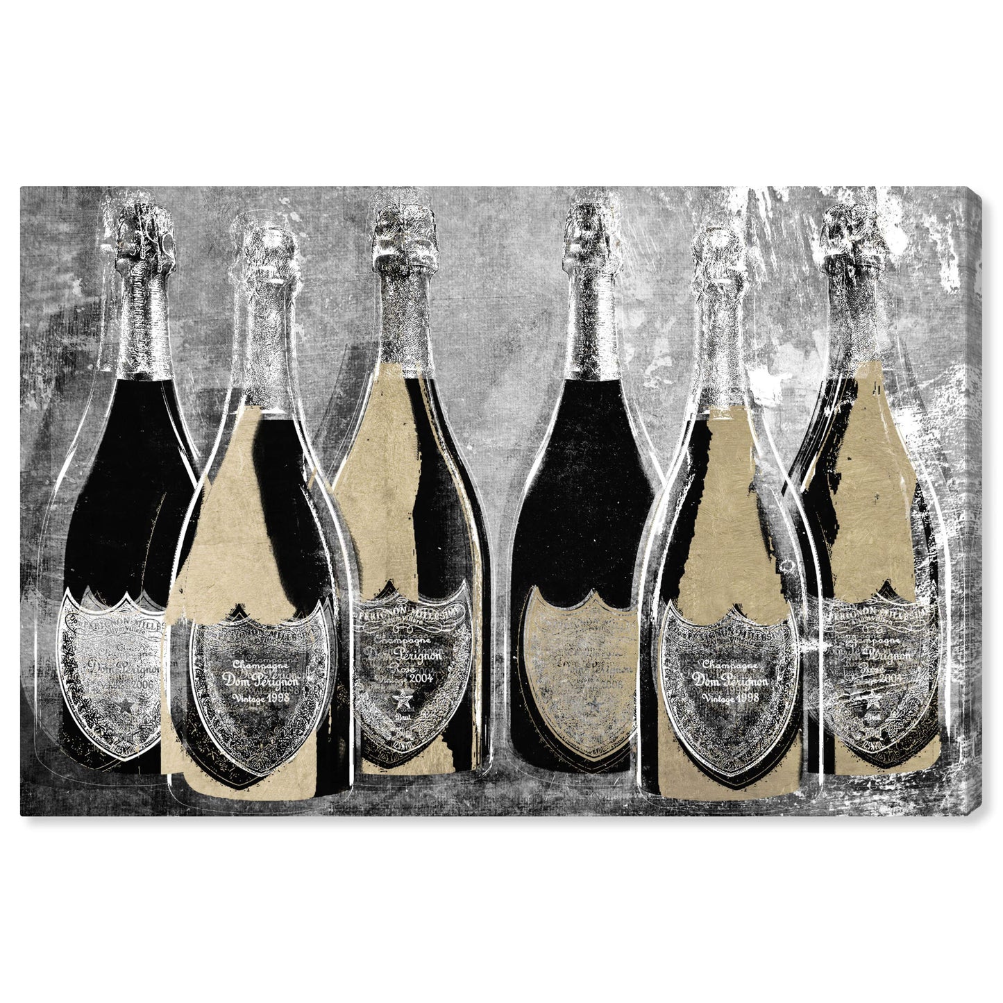 The Oliver Gal Artist Co. Drinks and Spirits Wall Art Canvas Prints 'Dom Party Glam' Home Décor, 24 in x 16 in, Gold, Black