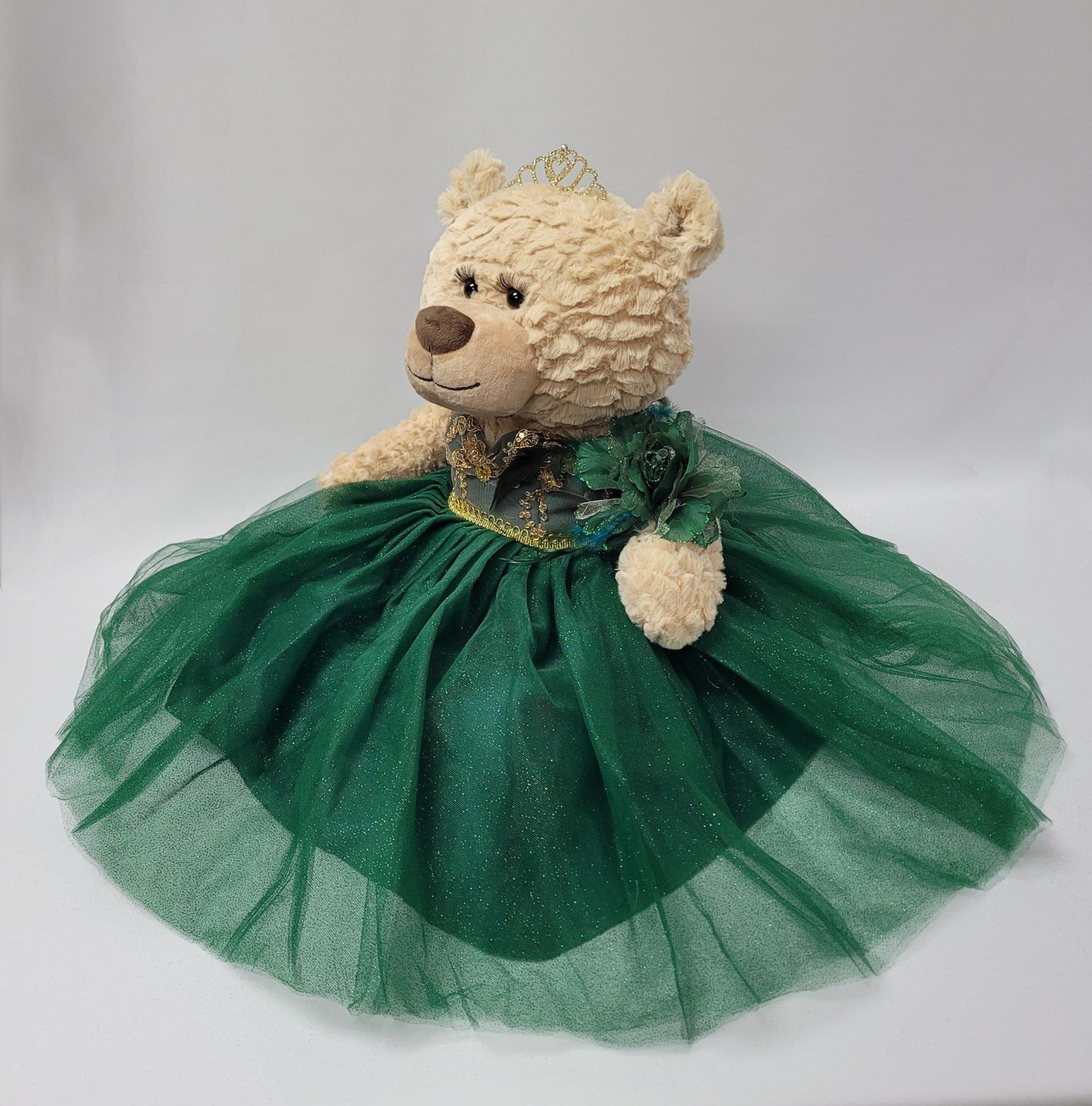 KINNEX COLLECTIONS SINCE 1997 20" Quince Anos Quinceanera Last Doll Teddy Bear with Dress (Centerpiece) ~ B16632-33 (Emerald Green)