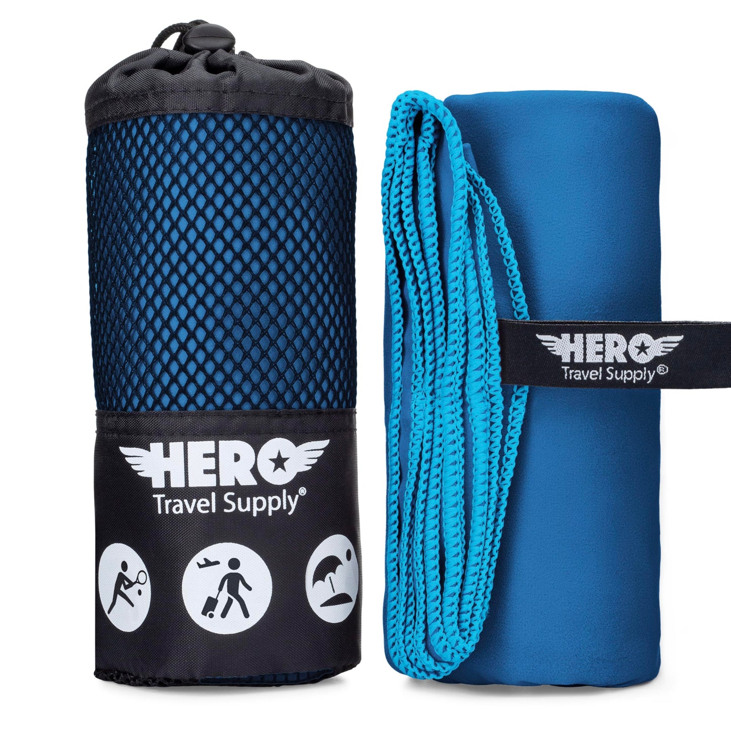Hero Microfiber Large Beach Towel Compact for Travel (Blue, 40" x 72")
