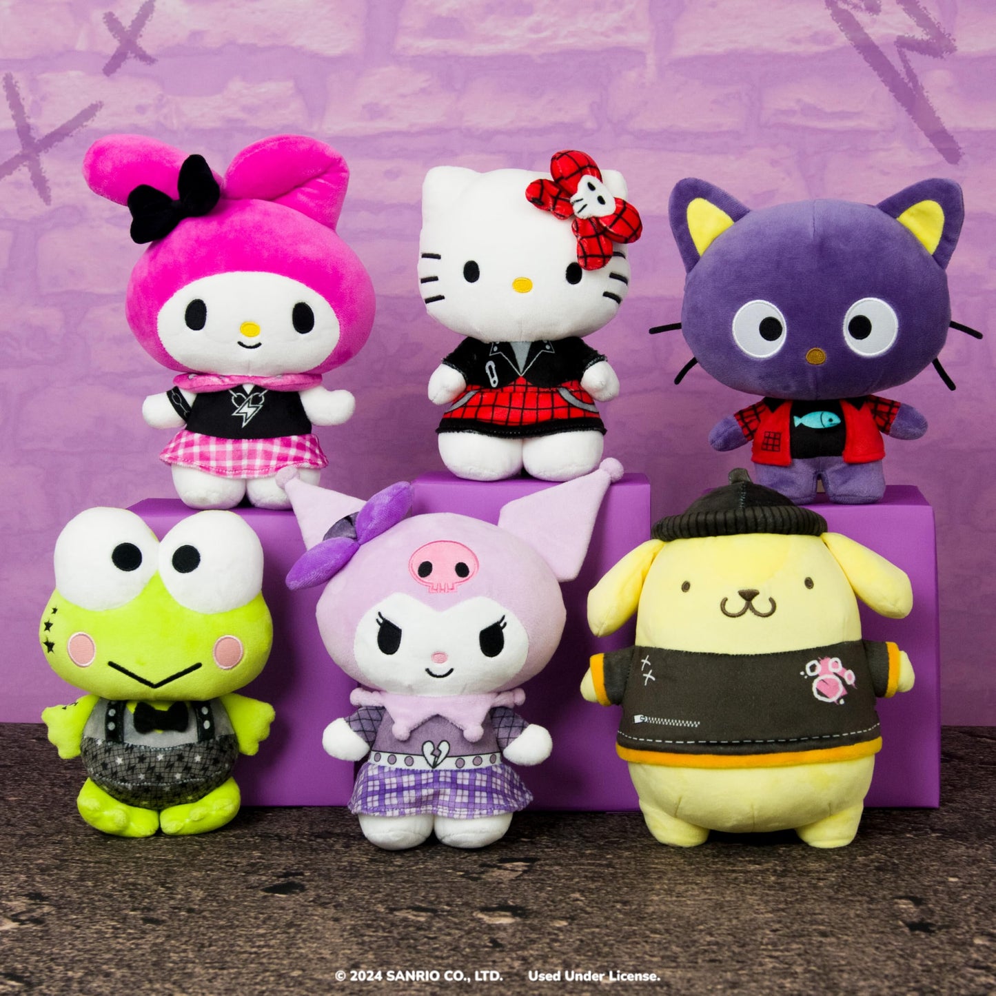 Hello Kitty and Friends Series 2, Chococat 8-inch Punks Plush - Officially Licensed Sanrio Product from Jazwares - Ages 6+