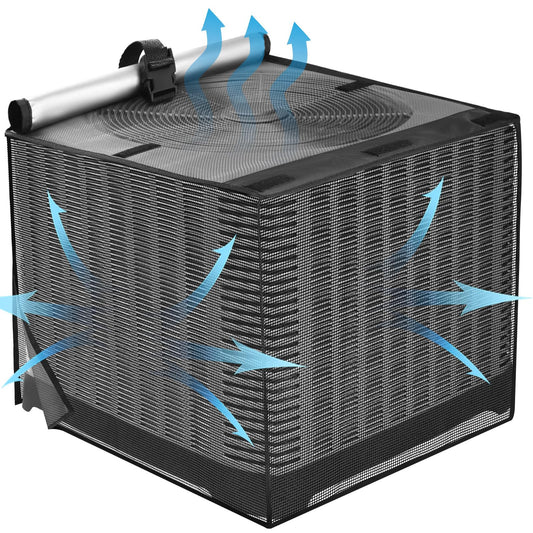 Air Conditioner Covers for Outside, Breathable Full Mesh With Waterproof Top Air Conditioner Cover for All Seasons, AC Unit Cover Protect from Cotttonwood Fluff, Leaves, Debris, 30x30x32 Inch-Black