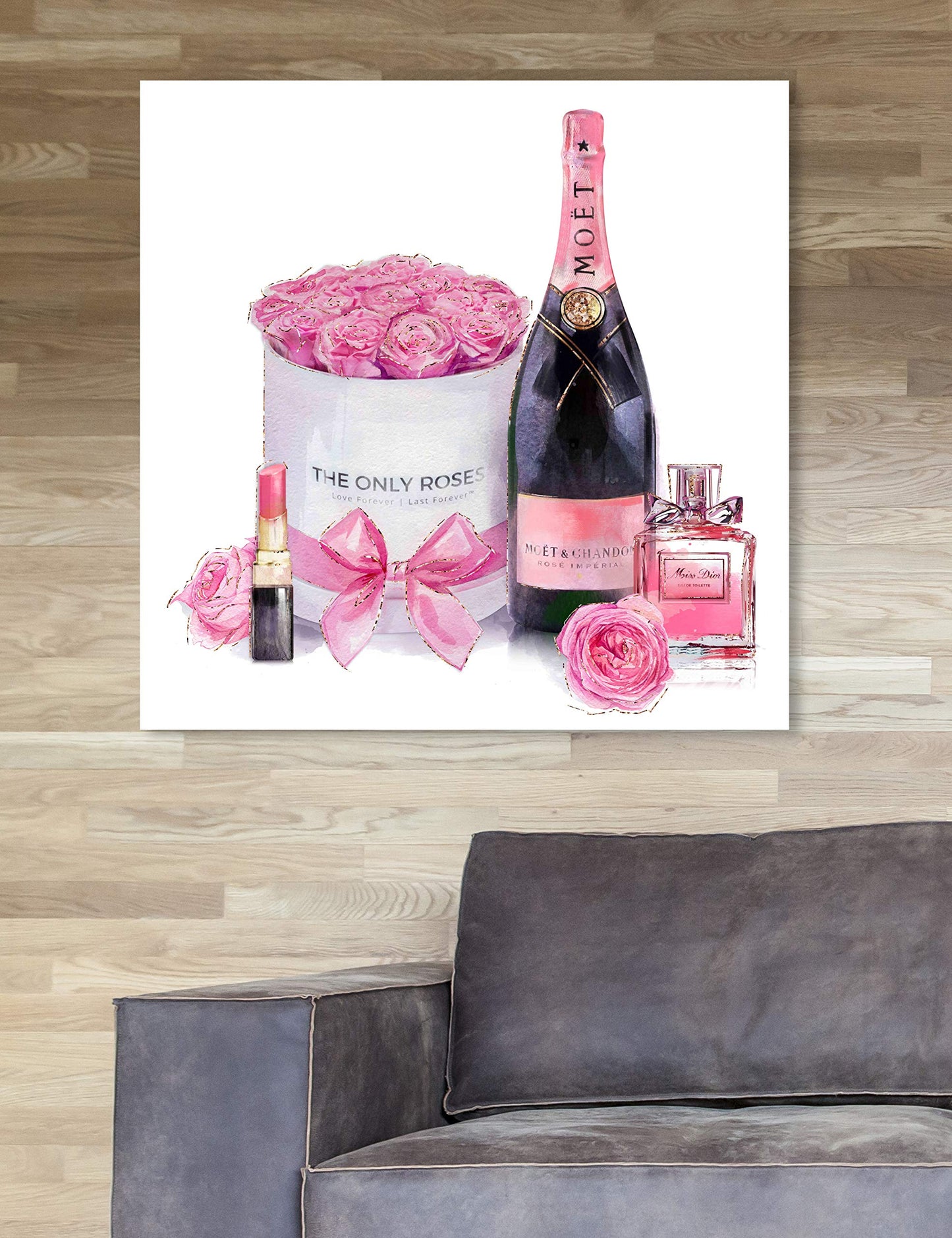 The Oliver Gal Artist Co. Fashion and Glam Premium Wall Art Canvas Prints Modern Home Décor 'Pinkish Glamour' - 24" x 24", White, Pink