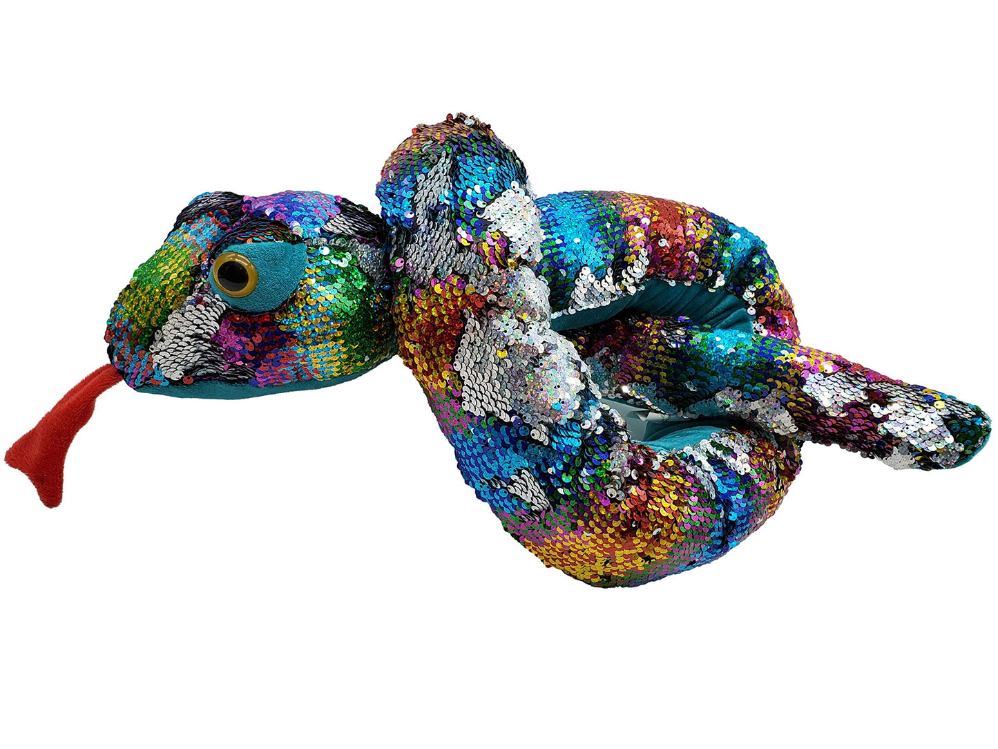 Rainbow Flip Sequin Stuffed Snake - Reversible Sequin Pet Snake Stuffed Animal - Giant 60 inches Long