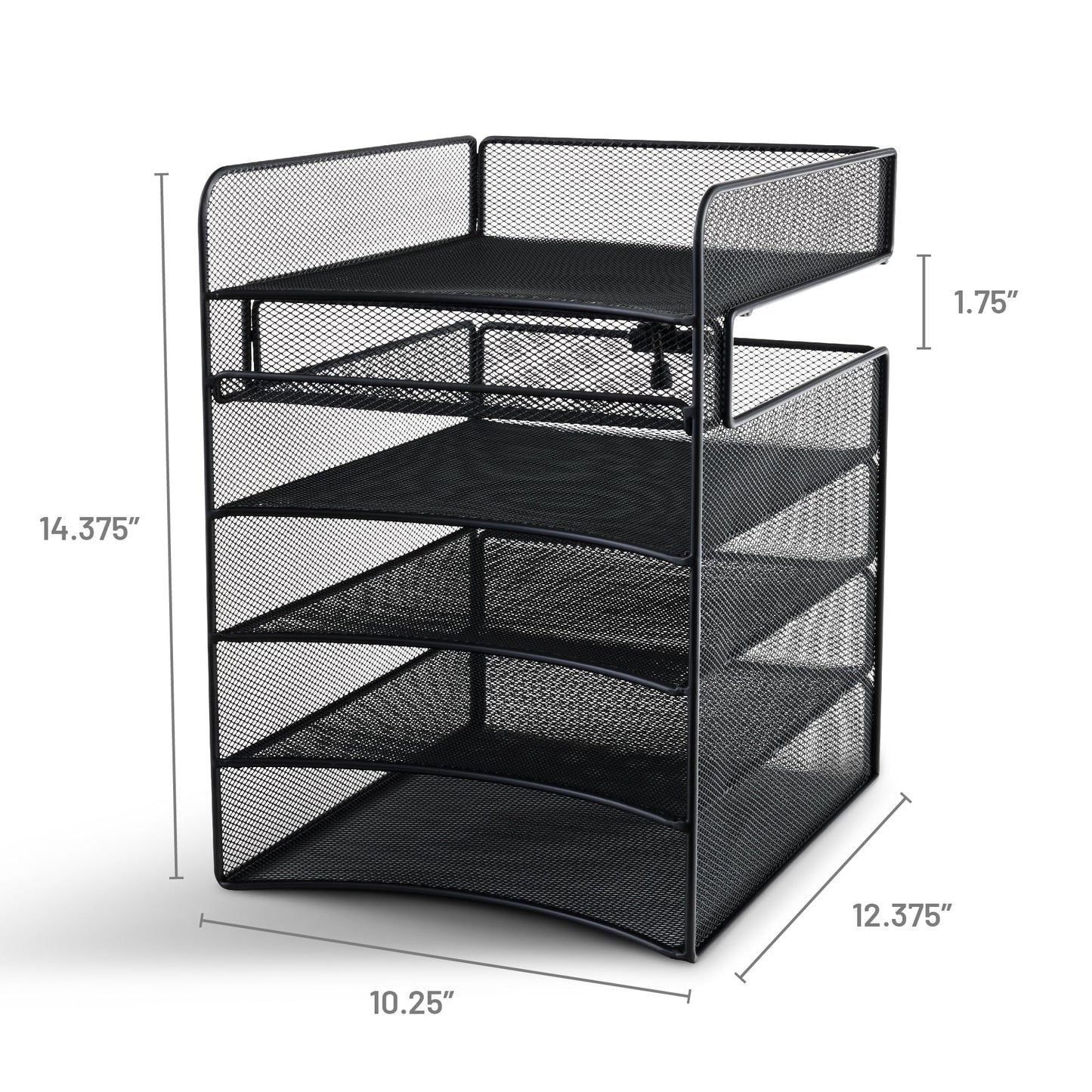 Safco Onyx Hanging Desktop Organizer with 5 Horizontal Trays, Under-Desk Storage. Fits Tables 1.75" Thick and Under