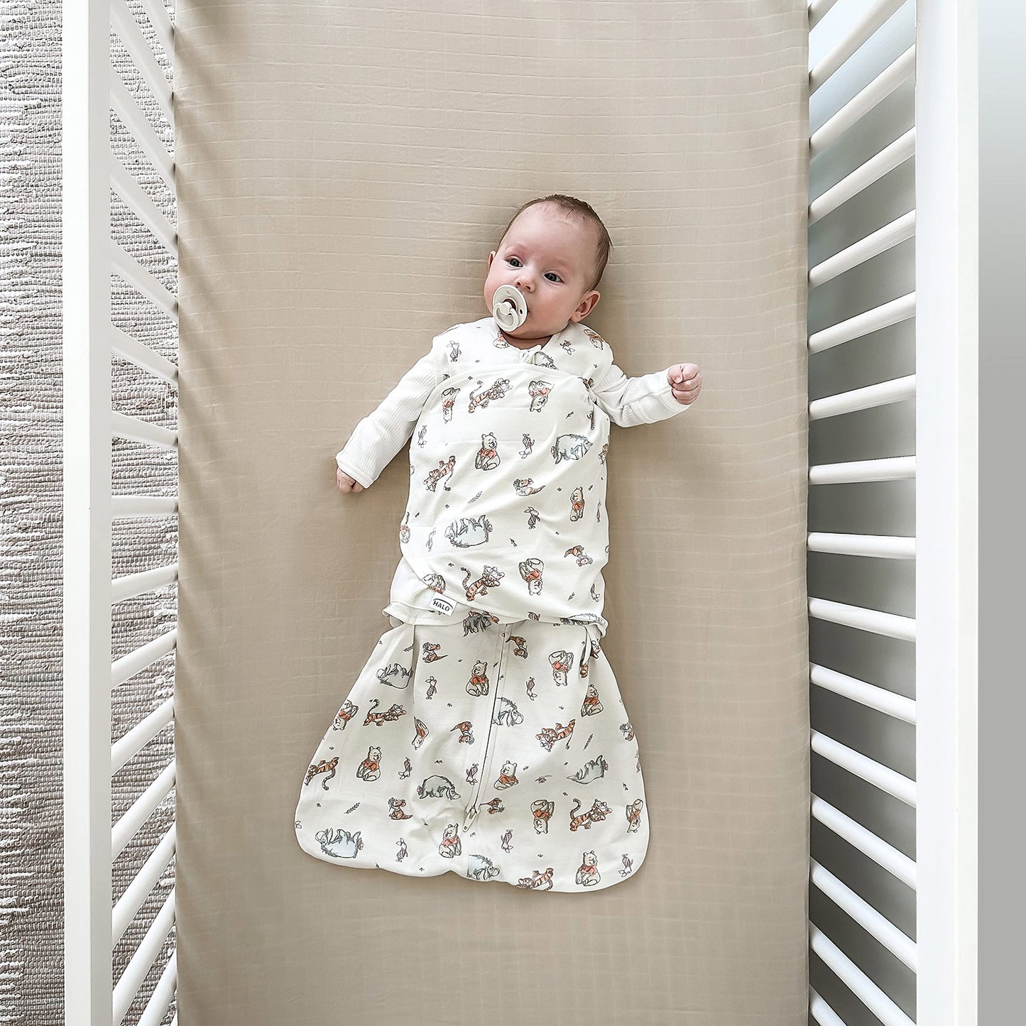 HALO Disney Baby 100% Micro Fleece Sleepsack Swaddle, 3-Way Adjustable Wearable Blanket, TOG 1.5, Winnie Frolic, Small, 3-6 Months