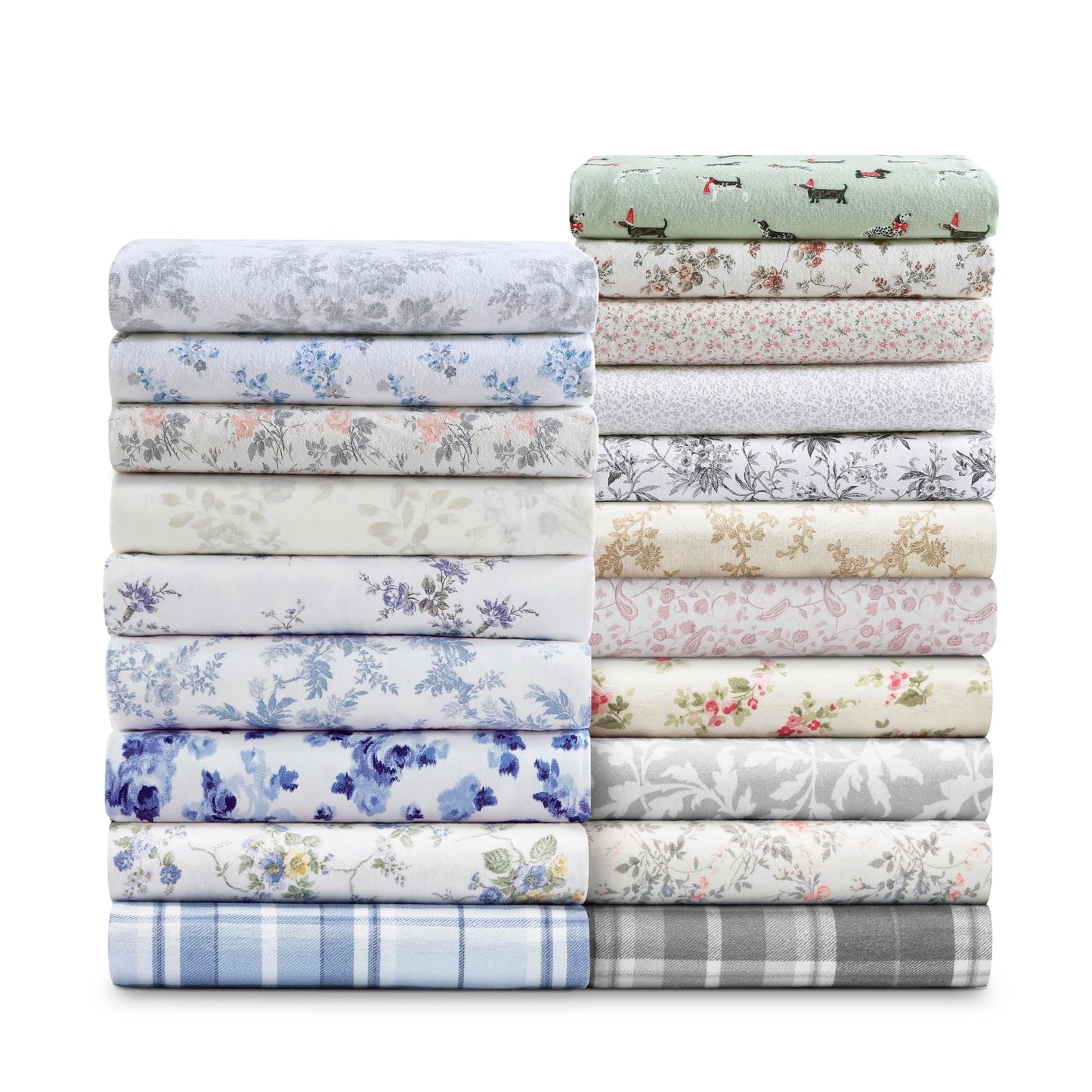 Laura Ashley - Flannel Sheets Queen Size, Anti-Pilling & Wrinkle Resistant Cotton, Touchably Soft for All-Season Comfort - Bed Sheets with Matching Pillowcases & Fitted Sheet (Le Fleur Orange)
