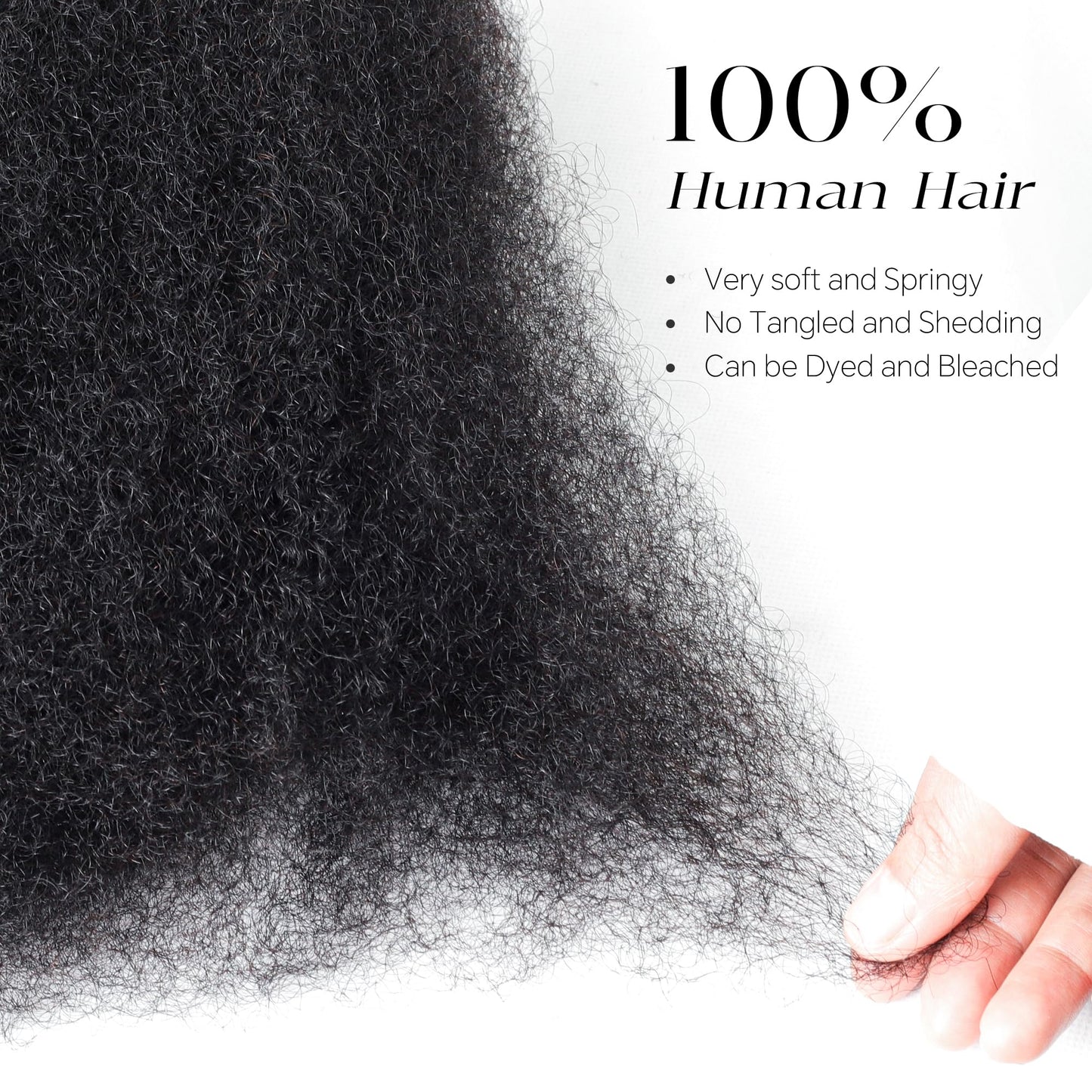 BLL Afro Kinkys Bulk Human Hair-100% Human Hair for Mini Twist Braiding Dreadlock Loc Extensions Afro Kinky Curly Hair Bulk Black Color (1B, 16 Inch (Pack Of 1))