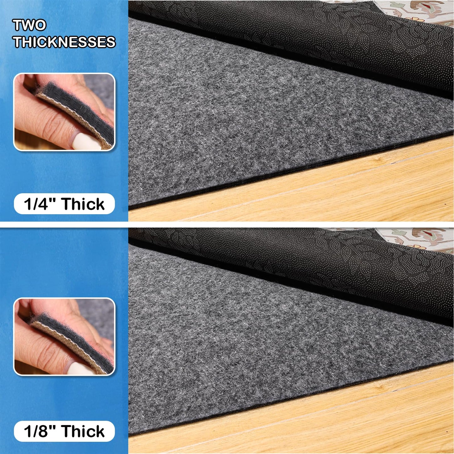 Non-Slip Rug Pads 7 x 10ft, 100% Waterproof Extra Large Area Rugs Non Skid Rug Pad for All Floors and Finishes Durable Hardwood Floor Protective Felt Keeps Rugs in Place, Safe and Secure