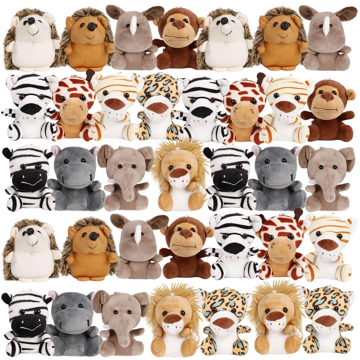 Spoilu Small Stuffed Animals Bulk, 36 Pieces Cute Plushies, 4.5 Inch Mini Forest Animal Plush Toys, Party Favors, Stocking Stuffers for Kids