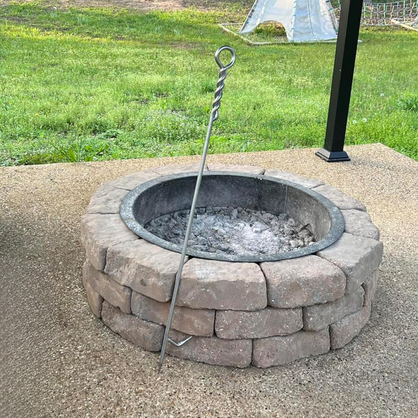 Fire Poker for Fire Pit Outdoor 40in Twisted Rope Design 316 Stainless Steels Fireplace Poker for Fire Pit, Handmade Fire Pit Poker for Firewood Log Coals Campfire Wood Stove, Outdoor and Indoor Use