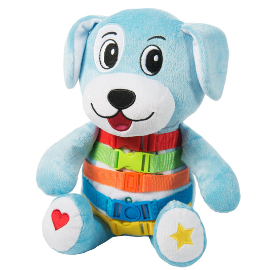 Buckle Toy - Barkley Dog - Plush Animal Learning Toy - Develop Fine Motor Skills - Counting and Color Recognition - Perfect Travel Toddlers Essentials