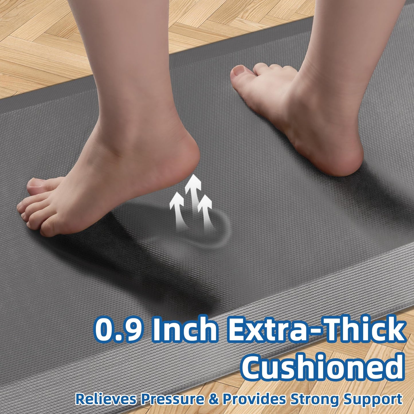 2 PCS Anti Fatigue Kitchen Mats for Floor, Grey 9/10 Extra Thick Cushioned Standing Desk Mat, Comfort Memory Foam Ergonomic Rugs and Mats Non-Slip Waterproof for Office, Kitchen, 20"x32"+20"x48"