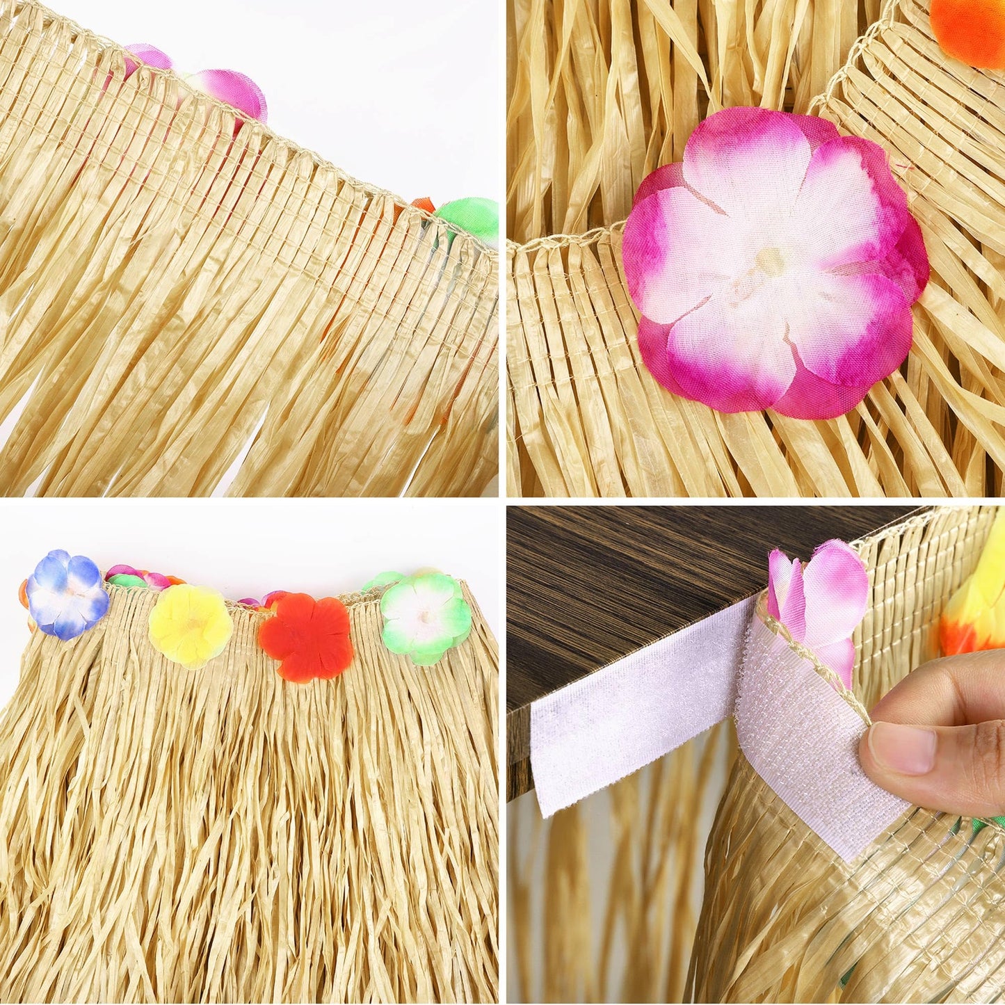 Fovths 8 Pack Luau Grass Table Skirt Natural 9 Feet x 29.5 Inch Hawaiian Table Skirt for Tropical Hawaiian Party Decorations Luau Costume, Straw Yellow