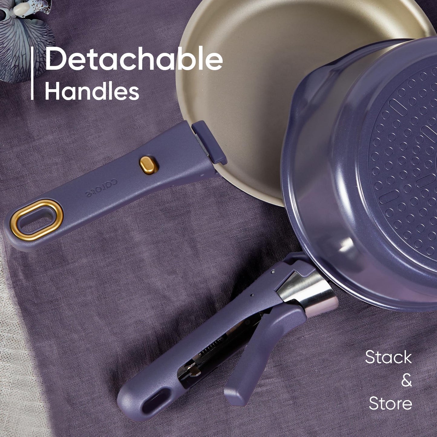 CAROTE 19 Pcs Pots and Pans Set, Nonstick Cookware Sets with Detachable Handle, Purple Dishwasher Safe, Oven Safe, Cookware Non Stick Cooking Set w/Frying Pans & Saucepans(PFOS, PFOA Free)