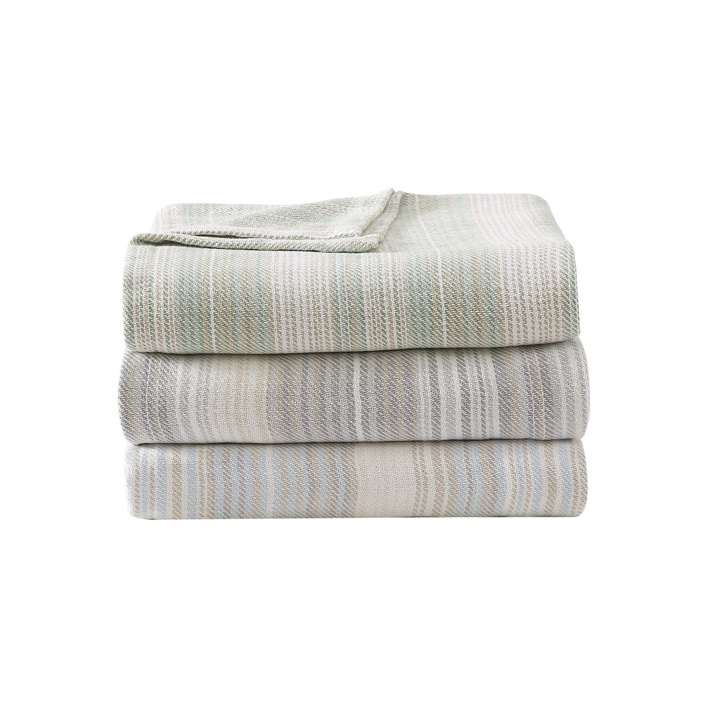Tommy Bahama- Queen Blanket, Soft Cotton Bedding, Coastal Inspired Bedding Essentials (Sandy Shore Stripe Green, Queen)