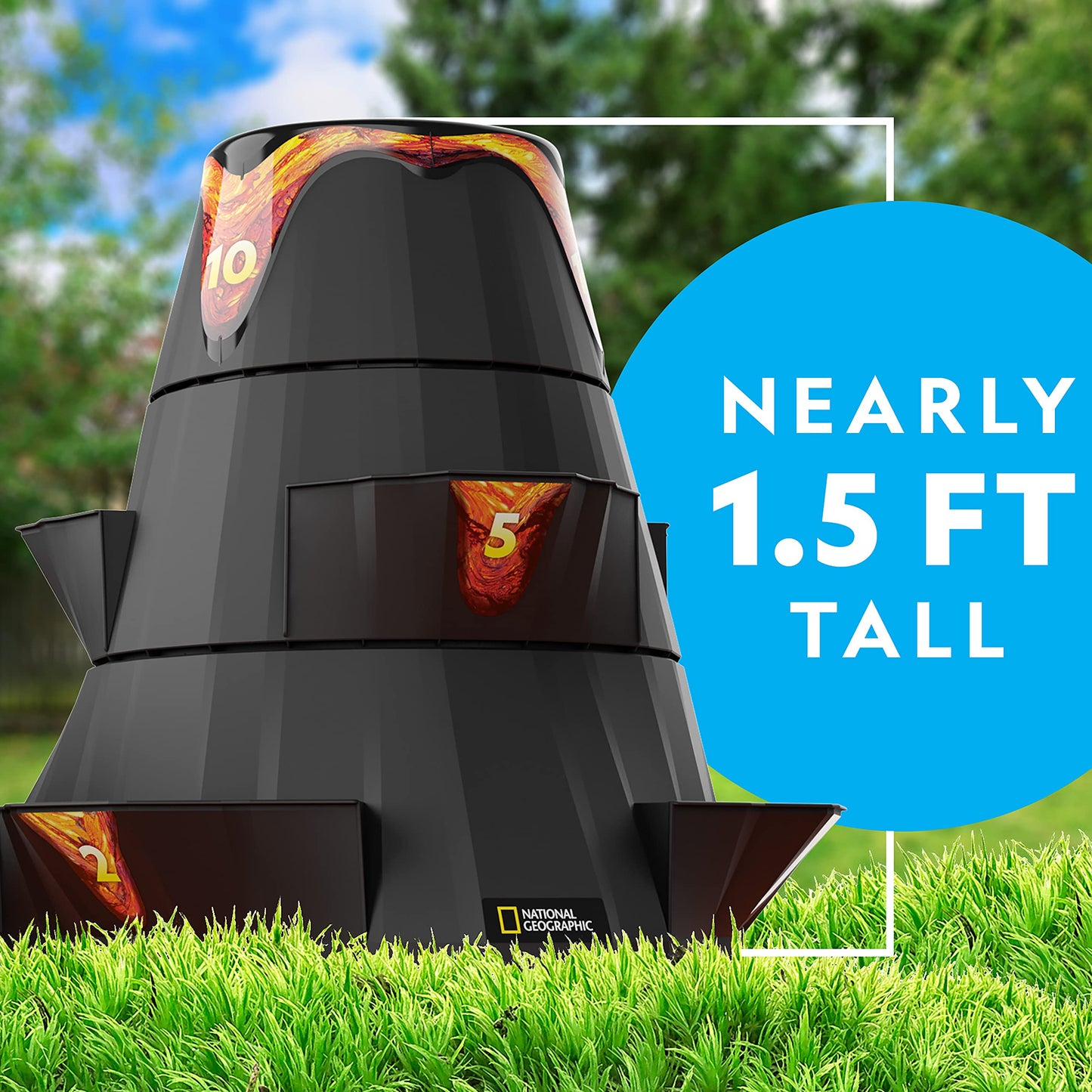 NATIONAL GEOGRAPHIC Volcano Bean Bag Toss Game for Kids - Kids Cornhole with 5 Backyard Games, Bean Bags, Volcano Tower & Decals, Yard Games for Kids, Outdoor Kids Games, Backyard Toys