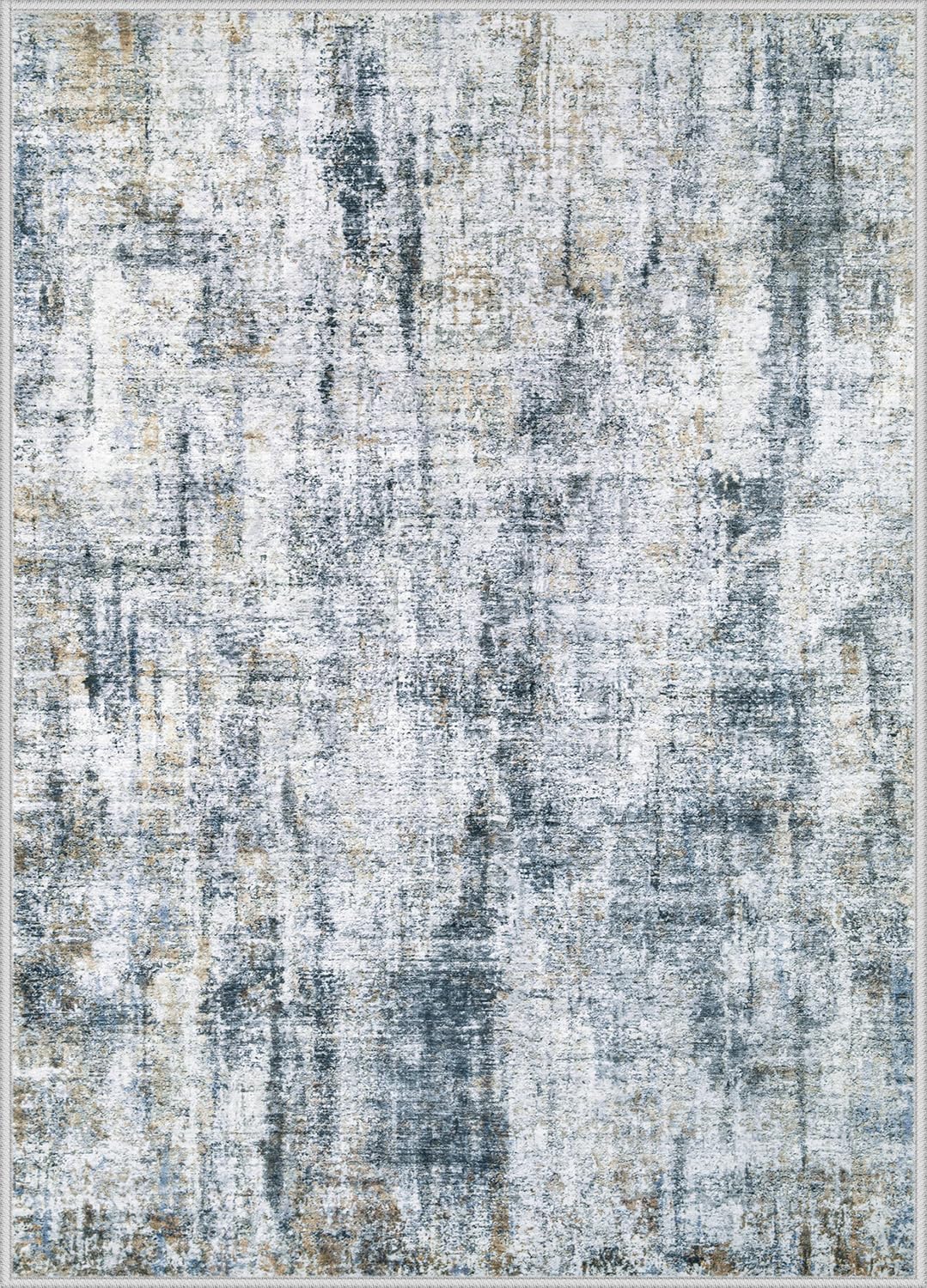 8x10 Area Rugs for Living Room: Washable Abstract Soft Rugs Non Slip Modern Stain Resistant Low Pile Carpet for Dining Room Bedroom Nursery Office (Multi Blue, 8'x10')