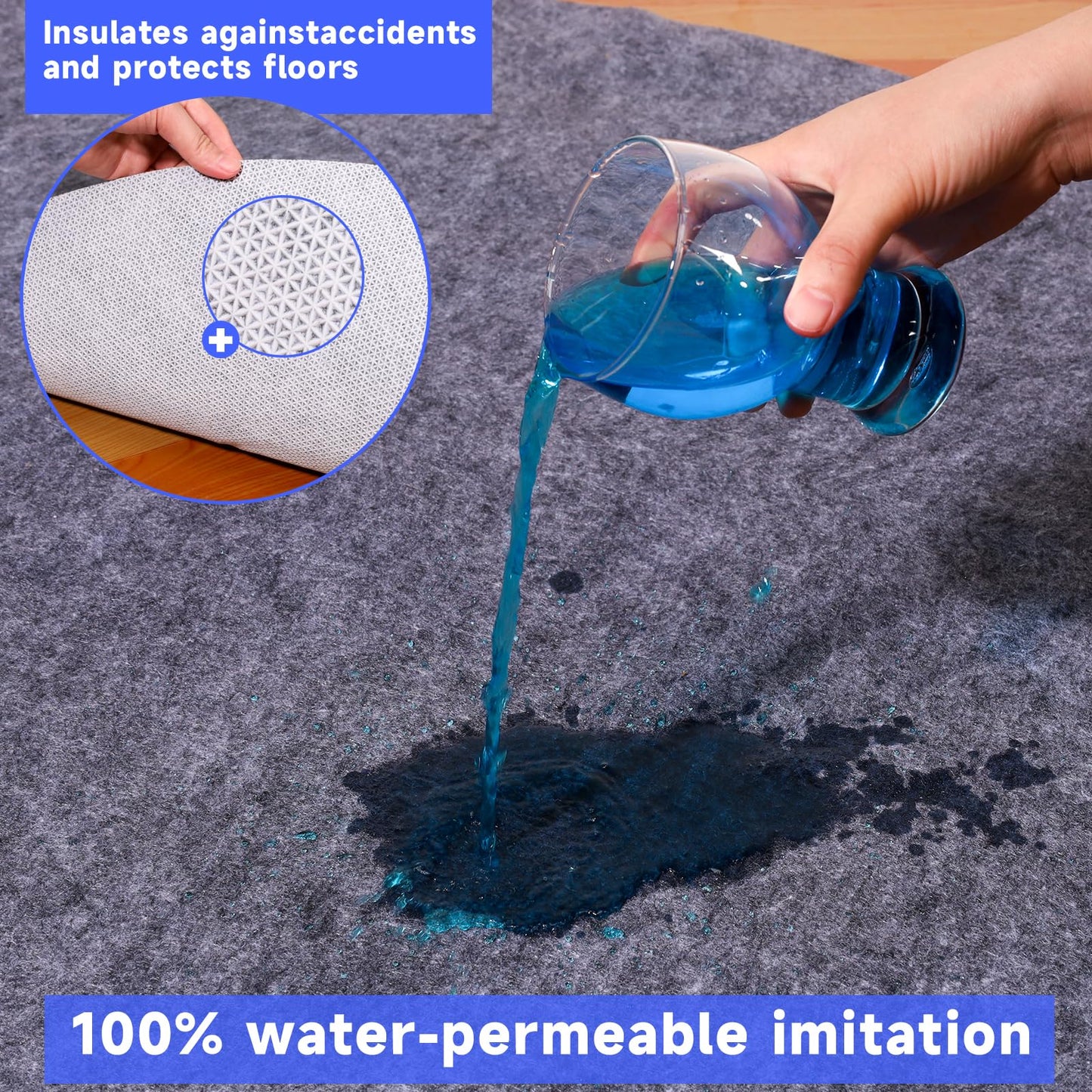 Non-Slip Rug Pads,Round 8 Ft Waterproof Extra Large Area Rugs Non Skid Rug Pad for All Floors and Finishes Durable Hardwood Floor Protective Felt Keeps Rugs in Place, Safe and Secure