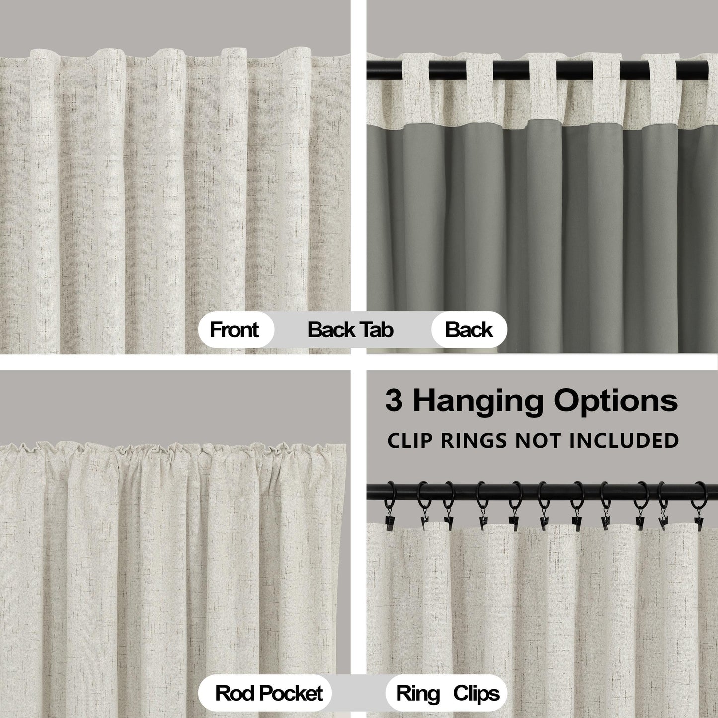Extra Wide 70 Inch Linen Soundproof Blackout Thermal Curtains for Summer Heat, Noise Reducing Insulated Black Out Sliding Door Curtain for Bedroom 84 Inch Long,Living Room Drapes 84 Length 2 Panel Set