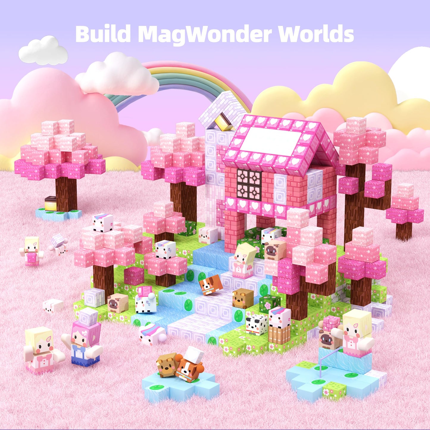 GobiDex 200PCS Magnetic Blocks Kid Building Toys for 3+ Years Old Girls, Upgraded STEM Sensory Gifts for Princess, Kids Magnets Game for Toddler