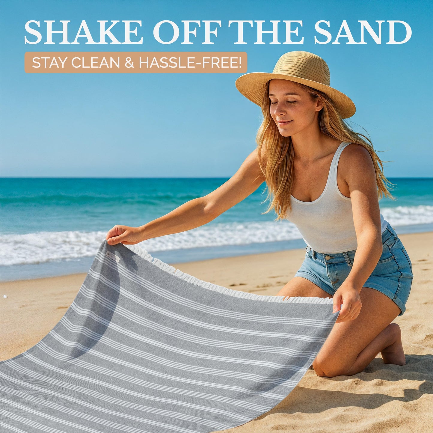 Casa Platino Turkish Beach Towels Set of 6, Lightweight and Soft Quick Dry Towels, Pre-Washed and Sand Free, Ideal for Travel, Summer Vacations, Family Trips, or Resort Pool Use – 39"x71" Beach Grass