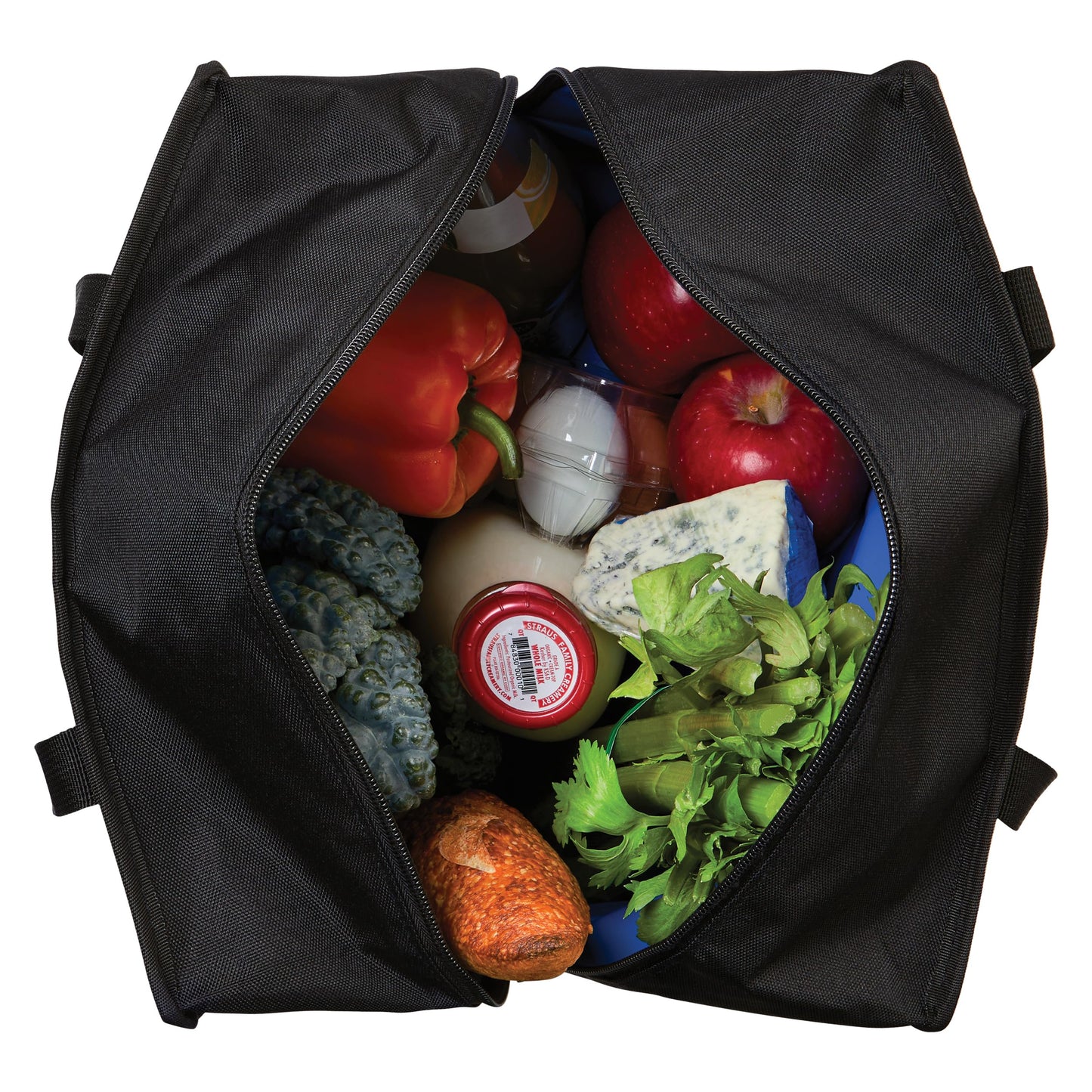 PackIt(R) Freezable Grocery Tote, Black, Built with EcoFreeze(R) Technology, Foldable, Collapsible, Reusable, Zip Closure, Dual handles, Great for Transporting Fresh Groceries