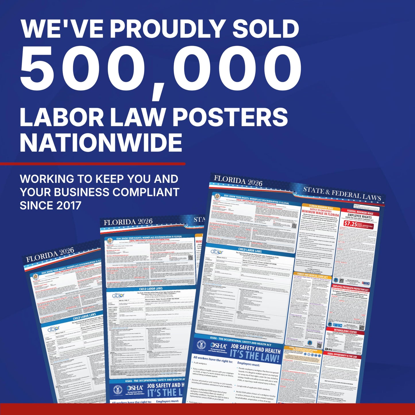 2026 California State and Federal Labor Law Poster - English Spanish Combo - OSHA Workplace Compliant - All-In-One Mandatory Regulations Required Compliance Posting for Employees - 17" x 40" Laminated (Combo)