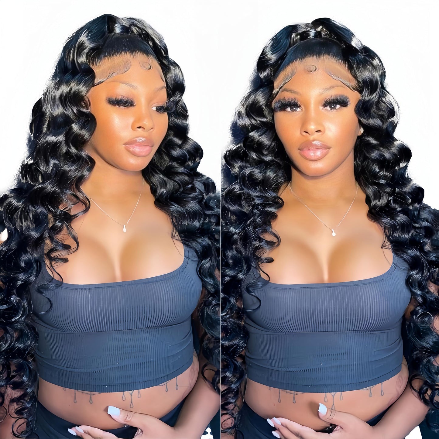 NKTU Deep Wave Lace Front Wigs Human Hair 200 Density Glueless Wigs for Women 13x4 HD Transparent Lace Front Wigs Pre Plucked with Baby Hair (22 Inch, Deep Wave Wigs)