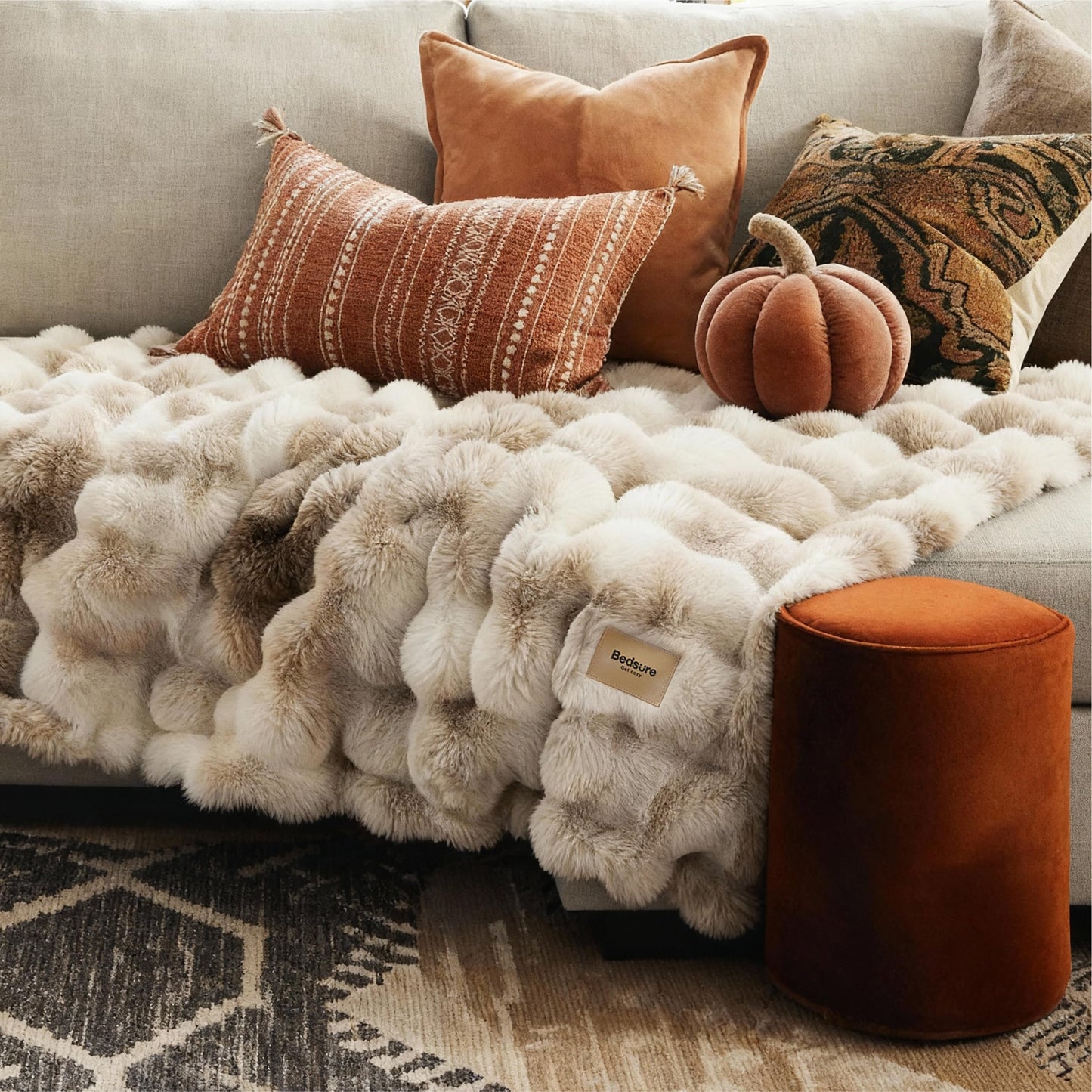 Bedsure GentleSoft Fluffy Faux Fur Throw Blanket for Couch, Soft Fuzzy Fleece Blankets & Throws, Tie-dye Taupe Cozy Gifts for Women Teen Girls, Minky Thick Warm Plush Gifts for Birthday, Anniversary