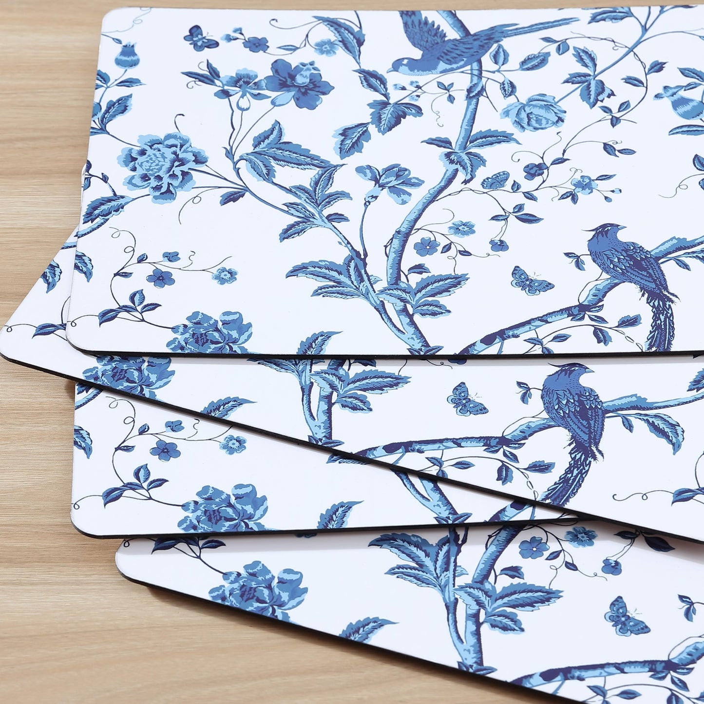 Laura Ashley Cork Placemats 16 x 12-inch for Kitchen and Dining Tables, Heat Resistant, Durable, Easy Clean, Set of 4, Summer Palace