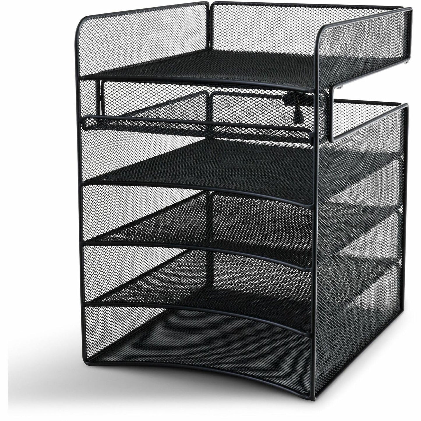 Safco Onyx Hanging Desktop Organizer with 5 Horizontal Trays, Under-Desk Storage. Fits Tables 1.75" Thick and Under