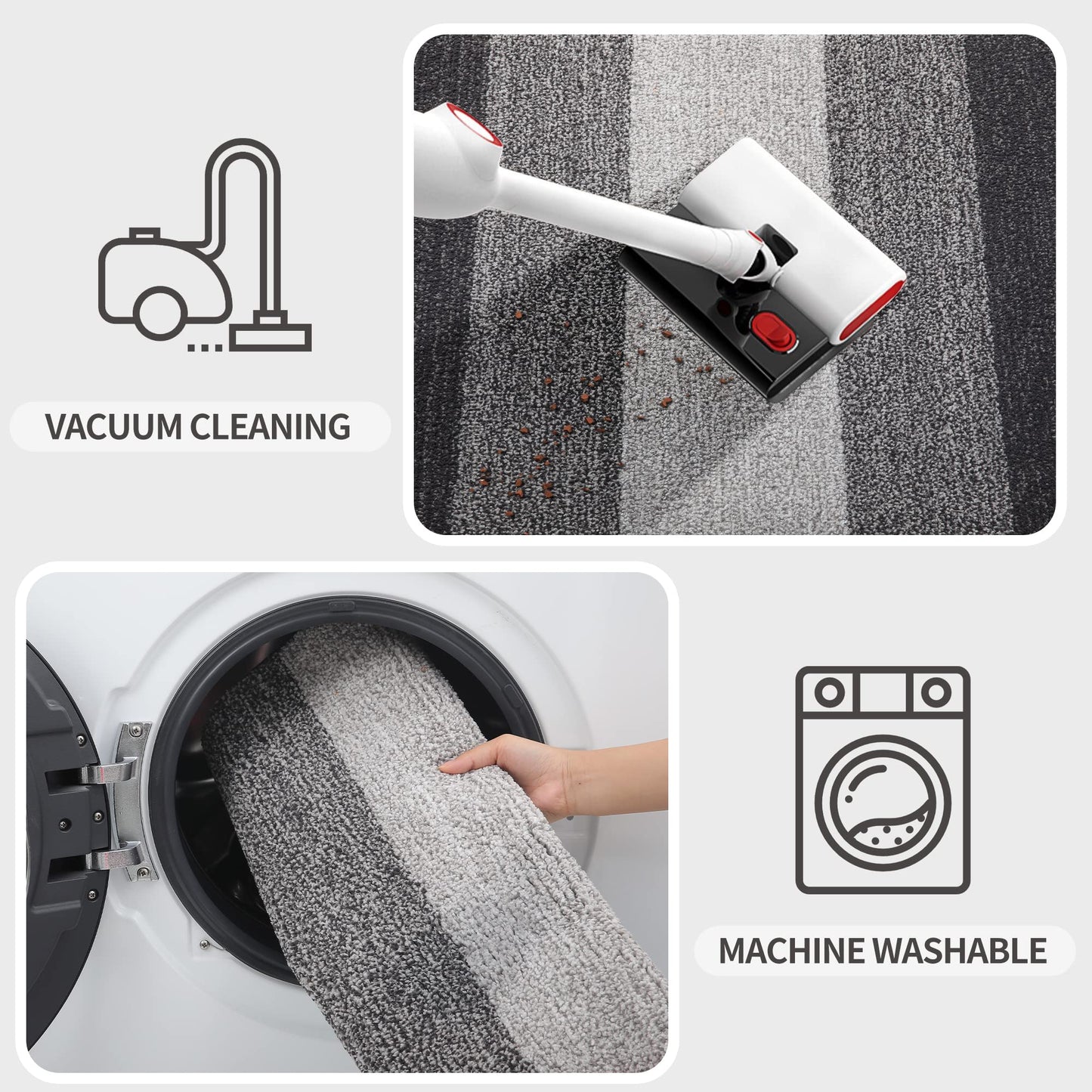 Kitinjoy Indoor Outdoor Door Mat, 40x32 Non-Slip Absorbent Dirt Trapper, Low-Profile Washable Inside Entrance Front Floor Mat, Sturdy Soft Entry Doormats for Entryway, Grey