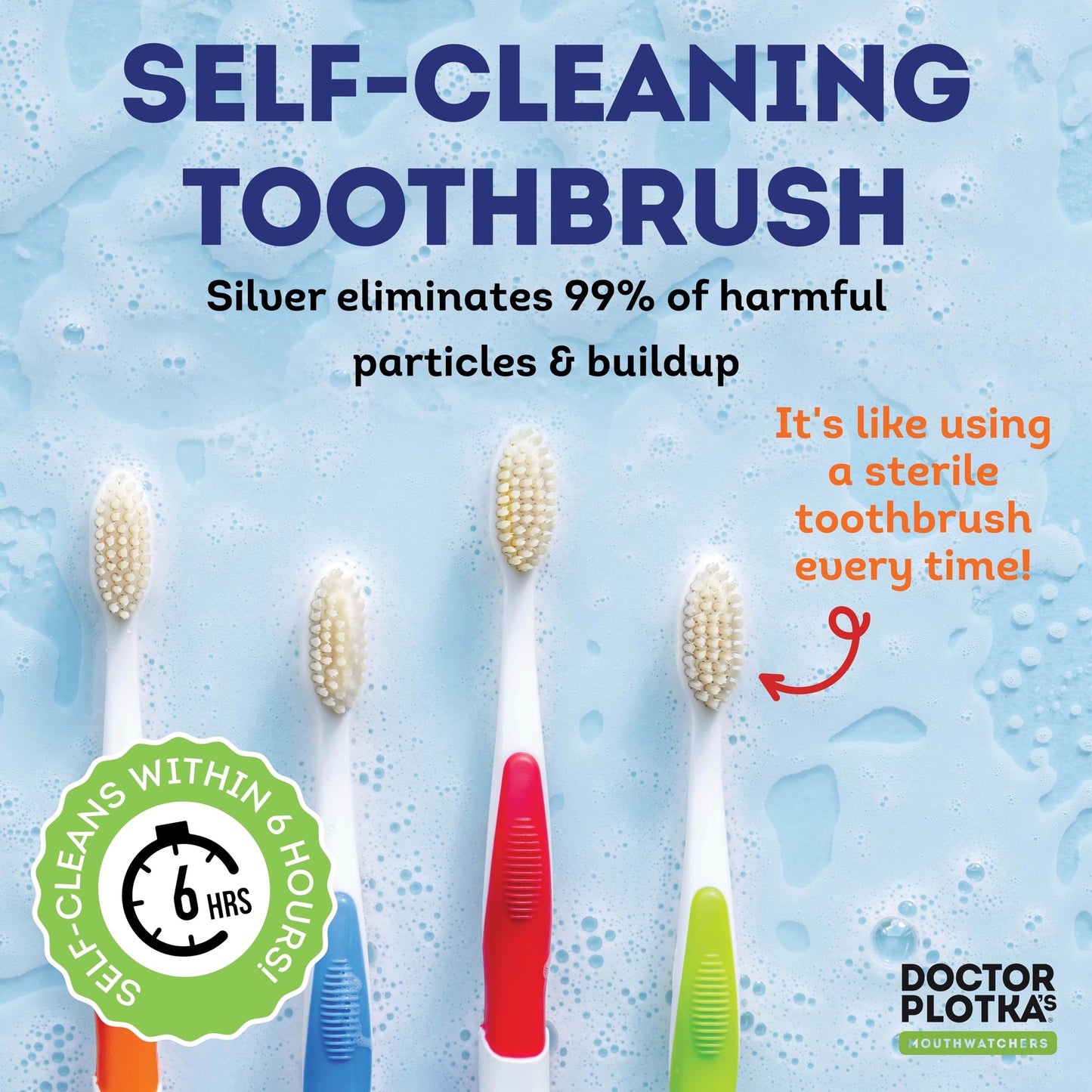 MOUTHWATCHERS Soft Flossing Toothbrushes, 8 Pack Manual Toothbrush for Adults, Ultra Clean Toothbrush, Good for Sensitive Teeth and Gums, by Dr. Plotka's, Multicolor