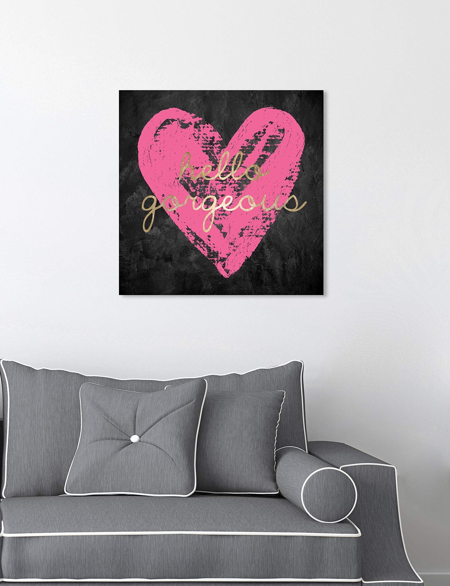 The Oliver Gal Artist Co. Fashion and Glam Wall Art Canvas Prints 'Gorgeous Salute Hot Home Décor, 16" x 16", Pink, Black