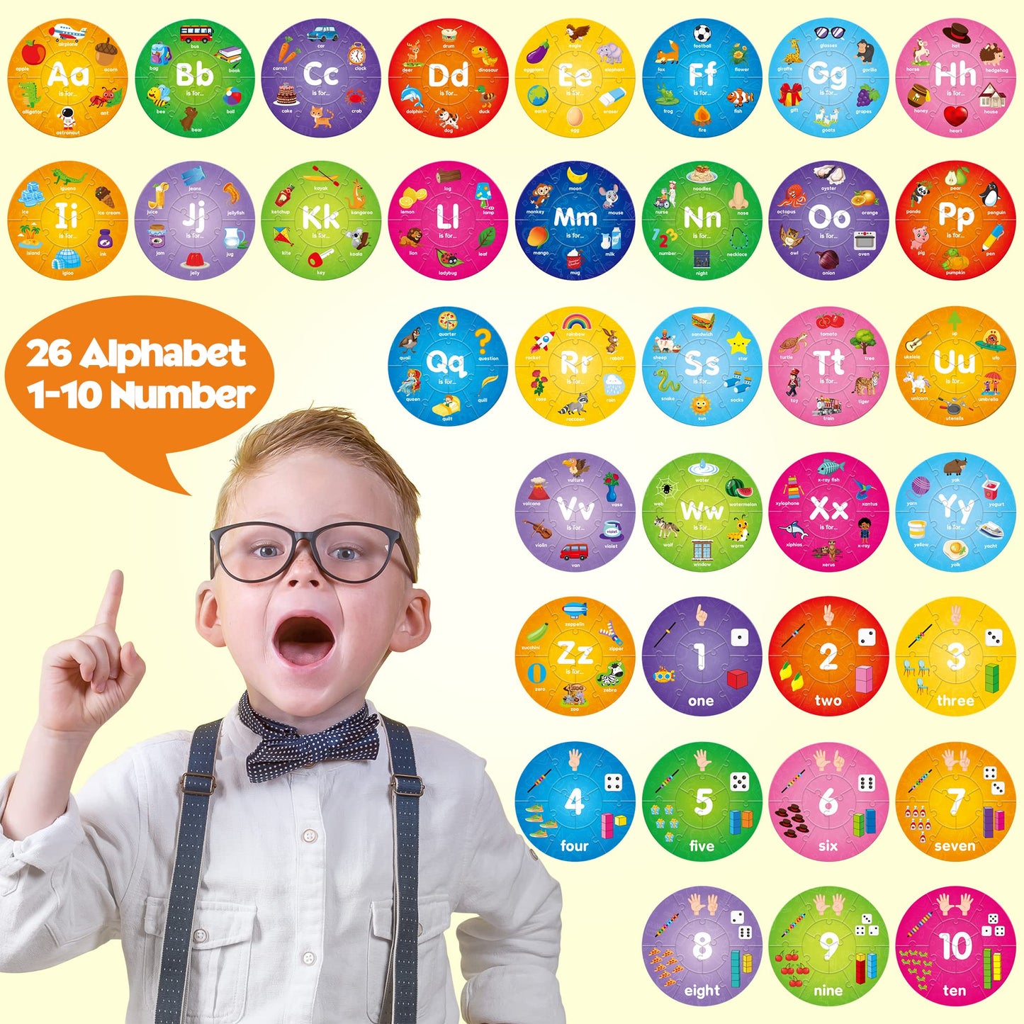 SYNARRY Wooden Number and Alphabet Puzzles for Kids 3-5, ABC Learning for Toddlers Ages 3+, Preschool Activities Letter Puzzles Montessori Educational Toys Gifts 4 5 6 7 8 Year Old Boys Girls
