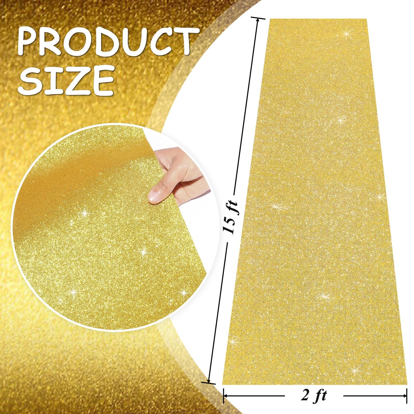 Prom 2026 Party Decorations Set Glitter Carpet Runner 15 x 2ft Runway Rug for Prom Party with Prom 2026 Door Banner, Tinsel Foil Fringe Curtains, Balloons for Graduation Prom Decoration (Gold)
