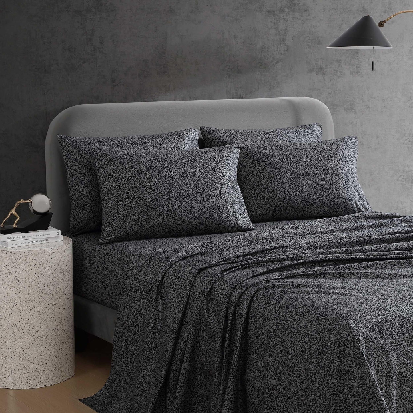 Kenneth Cole - Queen Sheet Set, Super Soft Wrinkle-Resistant Bedding with Bonus Pillowcases, Floral Home Decor, Oeko-Tex Certified (Chill Flowers Charcoal, Queen)