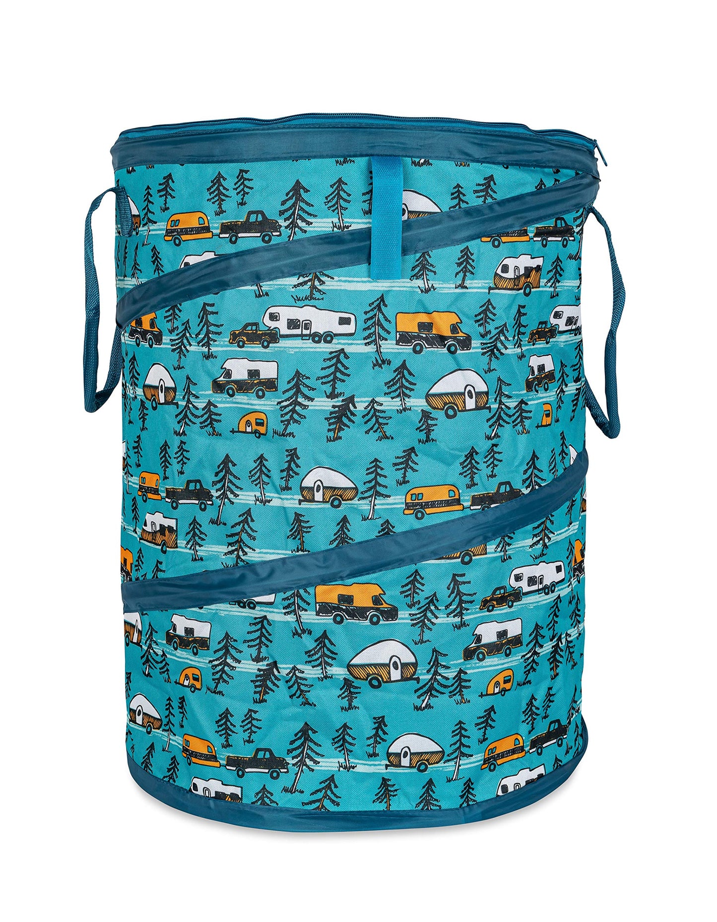 Camco Pop-Up Utility Container - Use as Collapsible Trash Can When Camping - Holds 30-Gallon Kitchen-Size Trash Bags - Stands 2-Ft Tall & Collapses for RV Storage and Organization (42990)