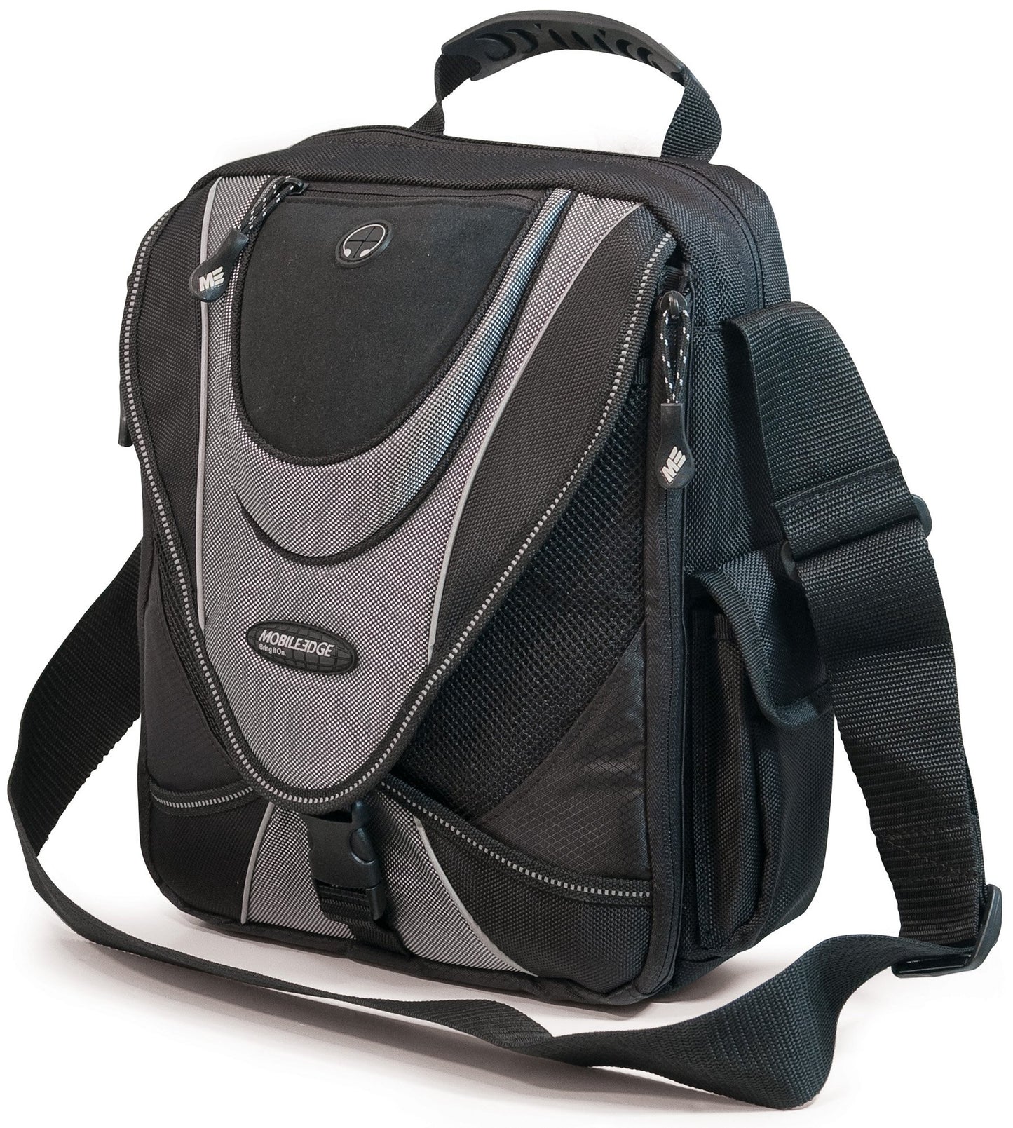 Mobile Edge Laptop Mini-Messenger Bag 14" - Chromebook Ultrabook Notebook Tablet iPad (14 Inch; MEMMS2) - Black/Silver