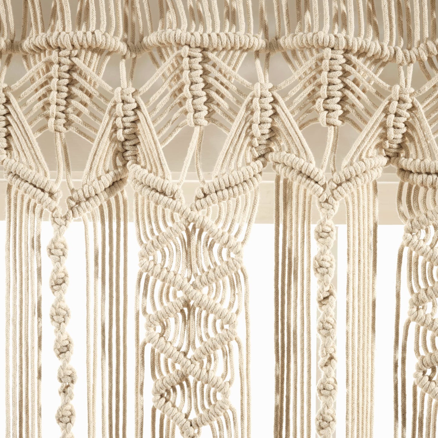 Lush Decor Boho Macrame Textured Cotton Valance, 50" W x 20" L, Neutral - Boho Kitchen Curtains & Wall Decor - Macrame Valance - Bathroom Window Curtains