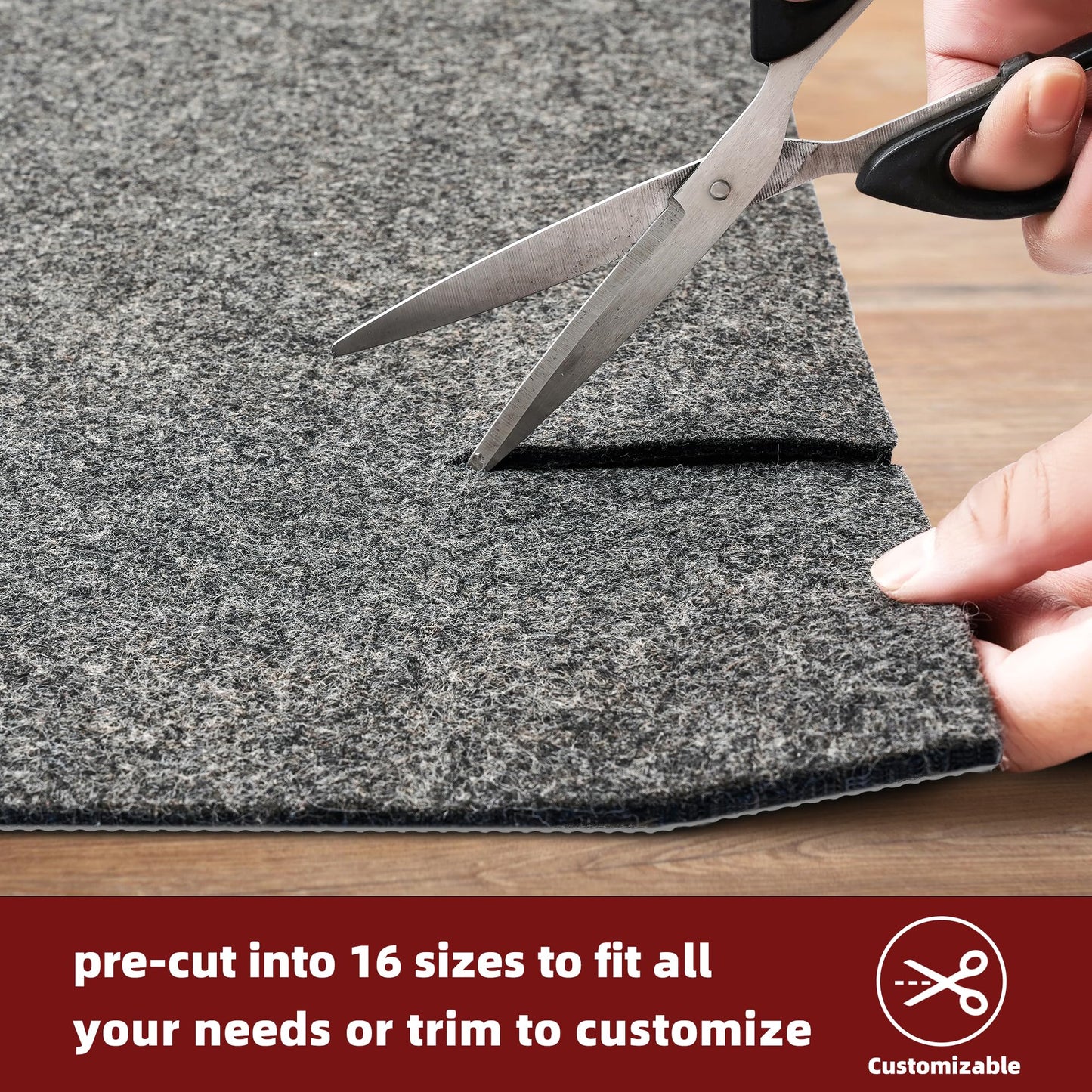 BAGAIL Felt and Natural Rubber Backing Rug Pads 1/4” Thick, 5 x 8 Ft Non Slip Carpet Gripper Keep Rugs in Place, Under Area Rug Protective Cushioned Pads, Carpet Runners, Hardwood Floors Protection