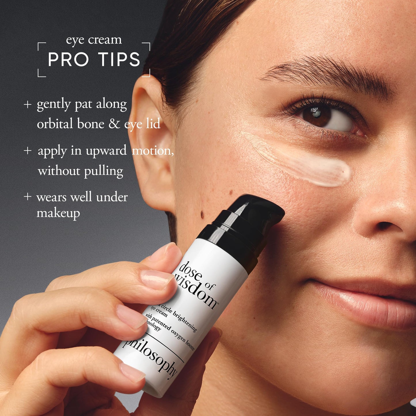 philosophy dose of wisdom dark circle eye cream - with hyaluronic acid, vitamin C & caffeine - leaves skin hydrated & depuffs eye bags - 0.5 fl oz.