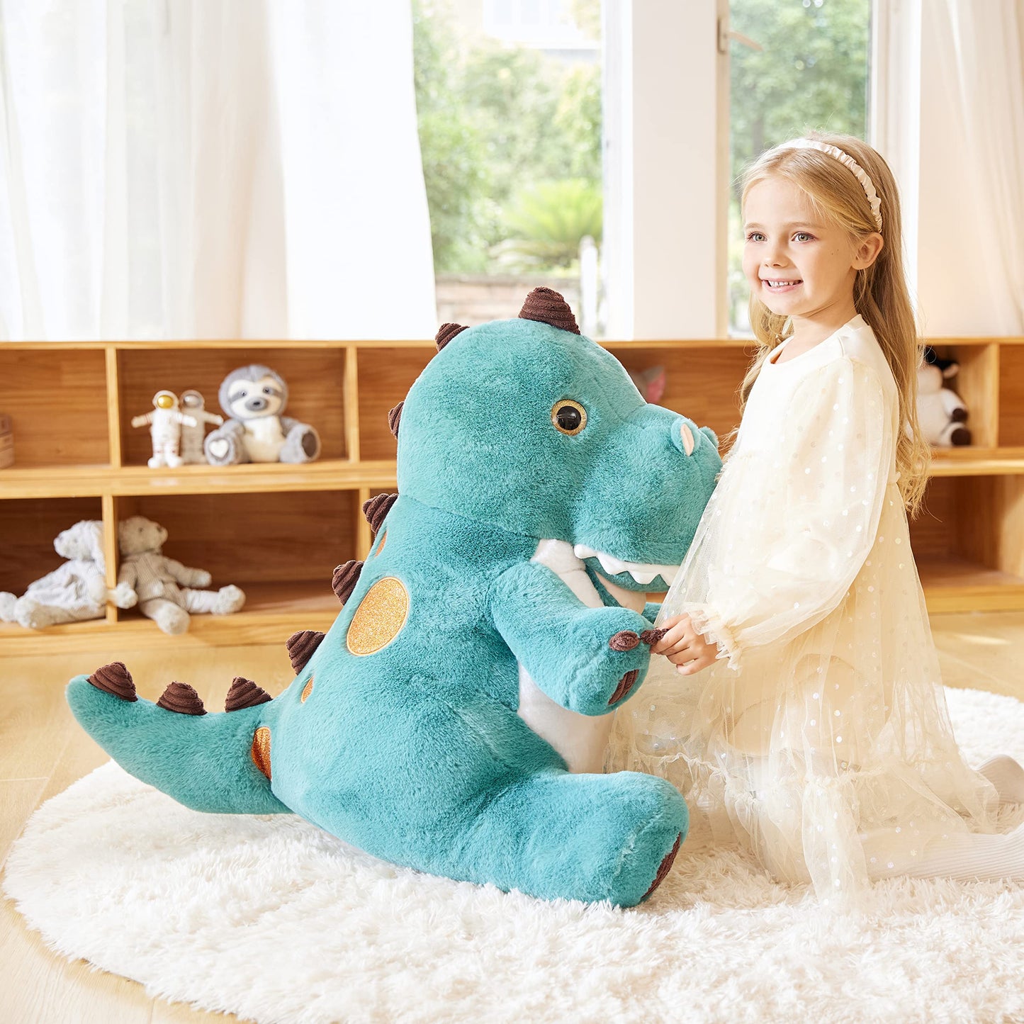 EARTHSOUND Giant Dinosaur Stuffed Animal Plush Toy,Large Jumbo 23" Cute Soft Toys,Big Size Huge Fluffy Plushy Oversized Fat Plushie,Gifts for Kids Girls Boys Girlfriend (23 inches, Lake Blue)