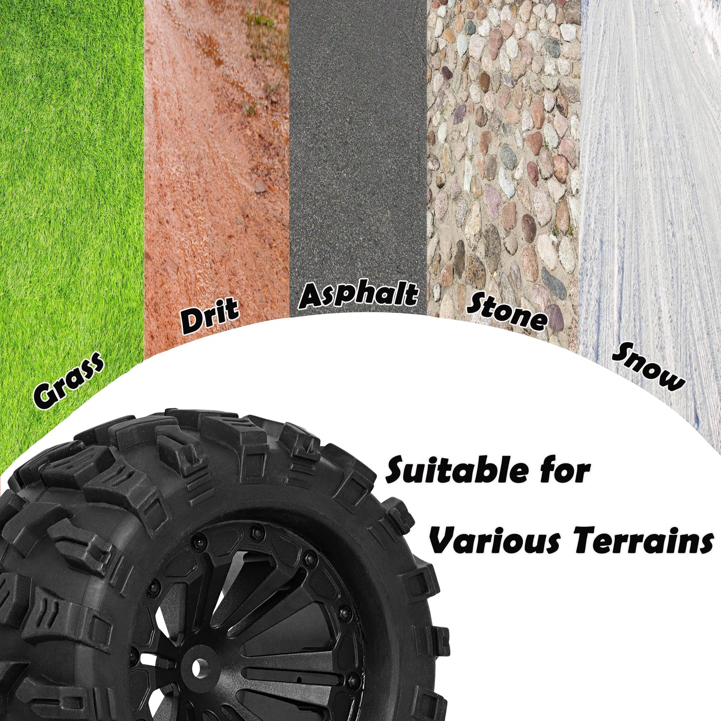 RC Station 12mm Hex RC Wheels and Tires 1/10 Scale 2.8 RC Truck Tires Wheels for Traxxas Rustler Stampede Hoss 2wd 4x4 vxl Tires Wheels Arrma Tires Wheels Redcat Volcano Tires Preglued
